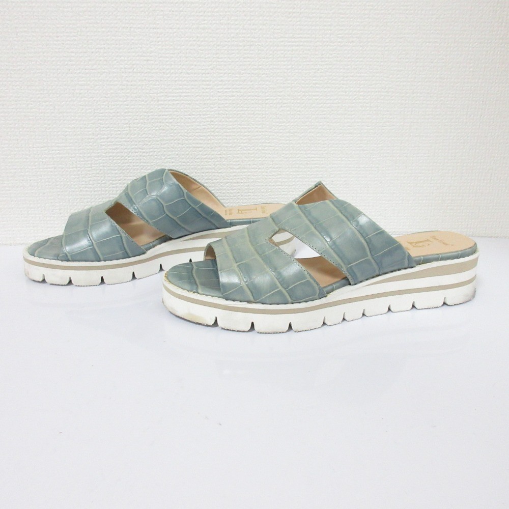 Luca Grossi Motif Platform Sandals, Approx. 9.3 inches, Blue Women USED