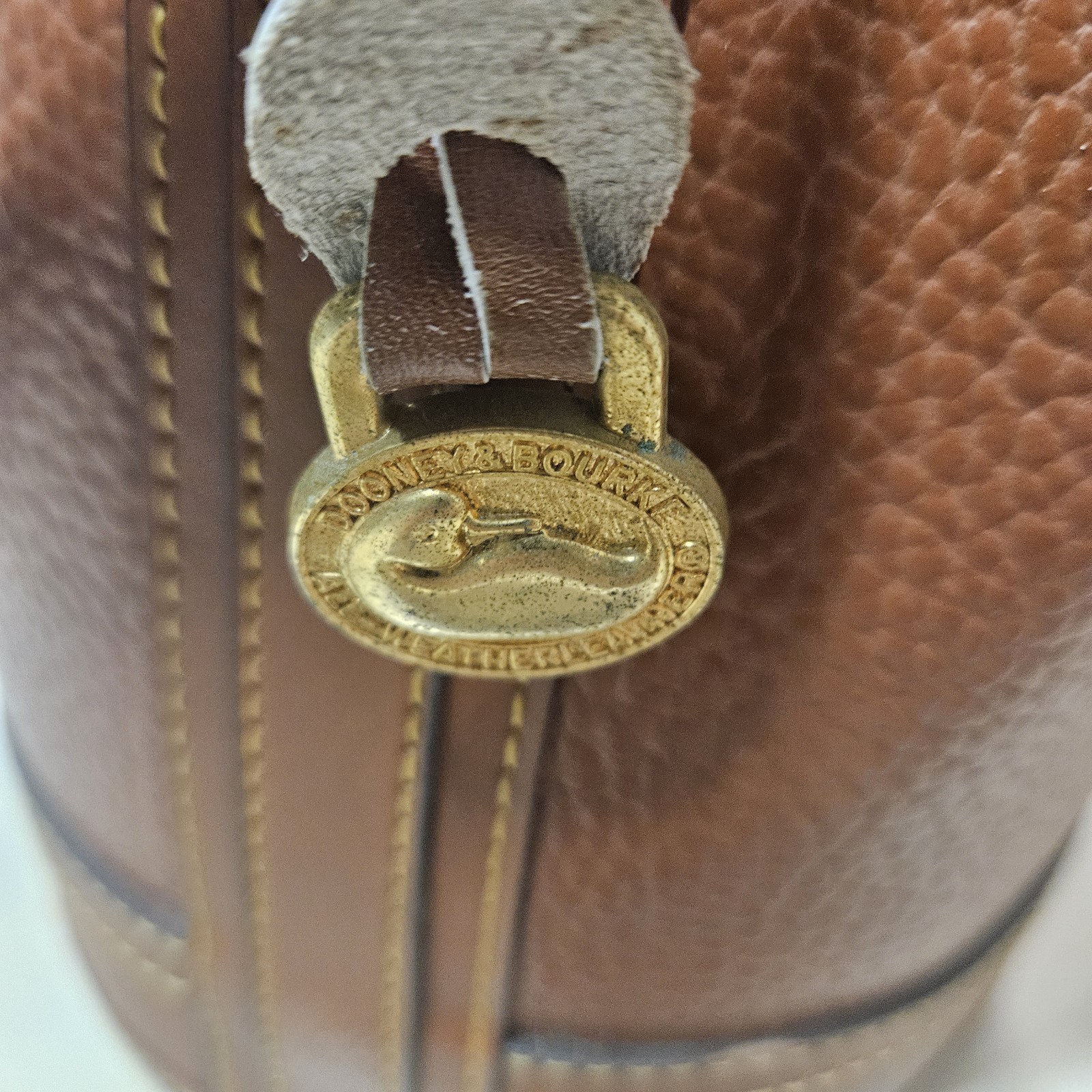 Vintage Dooney Bourke Drawstring Bucket Bag Brown All Weather Leather AWL