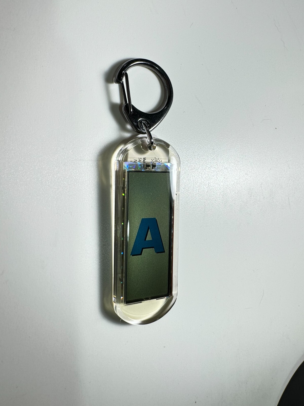 Acrylic Blinking Solar Powered Key Chain 4.0″ Long w/Snap Ring, w/NAME