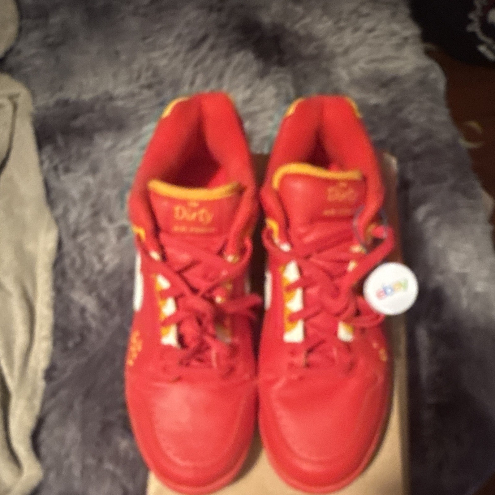 Nike Air Force 1 Low Top Men’s Sneaker Red Yellow White Lace-Up Solid