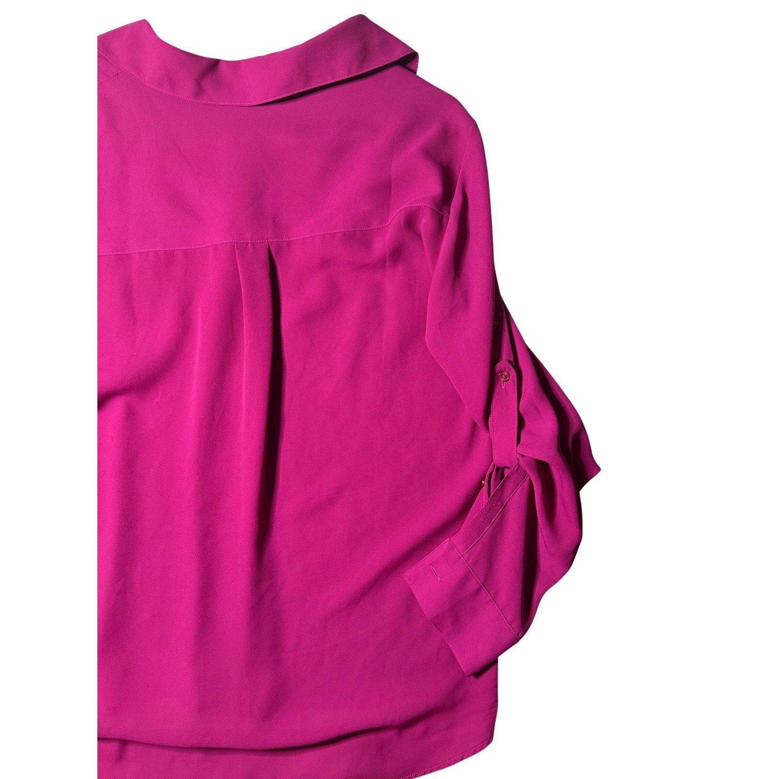 Express Magenta Pink Portofino Roll Tab Sleeve Button Down Blouse Large L