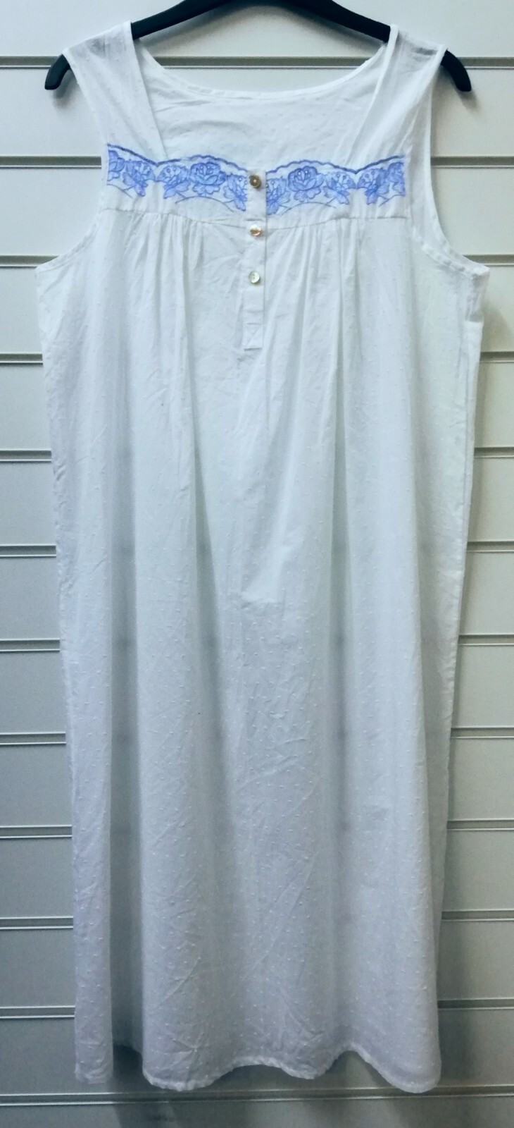 DEBENHAMS LADIES 100% COTTON WHITE DOBBY SPOTTED NIGHT DRESS UK SIZES 8,12
