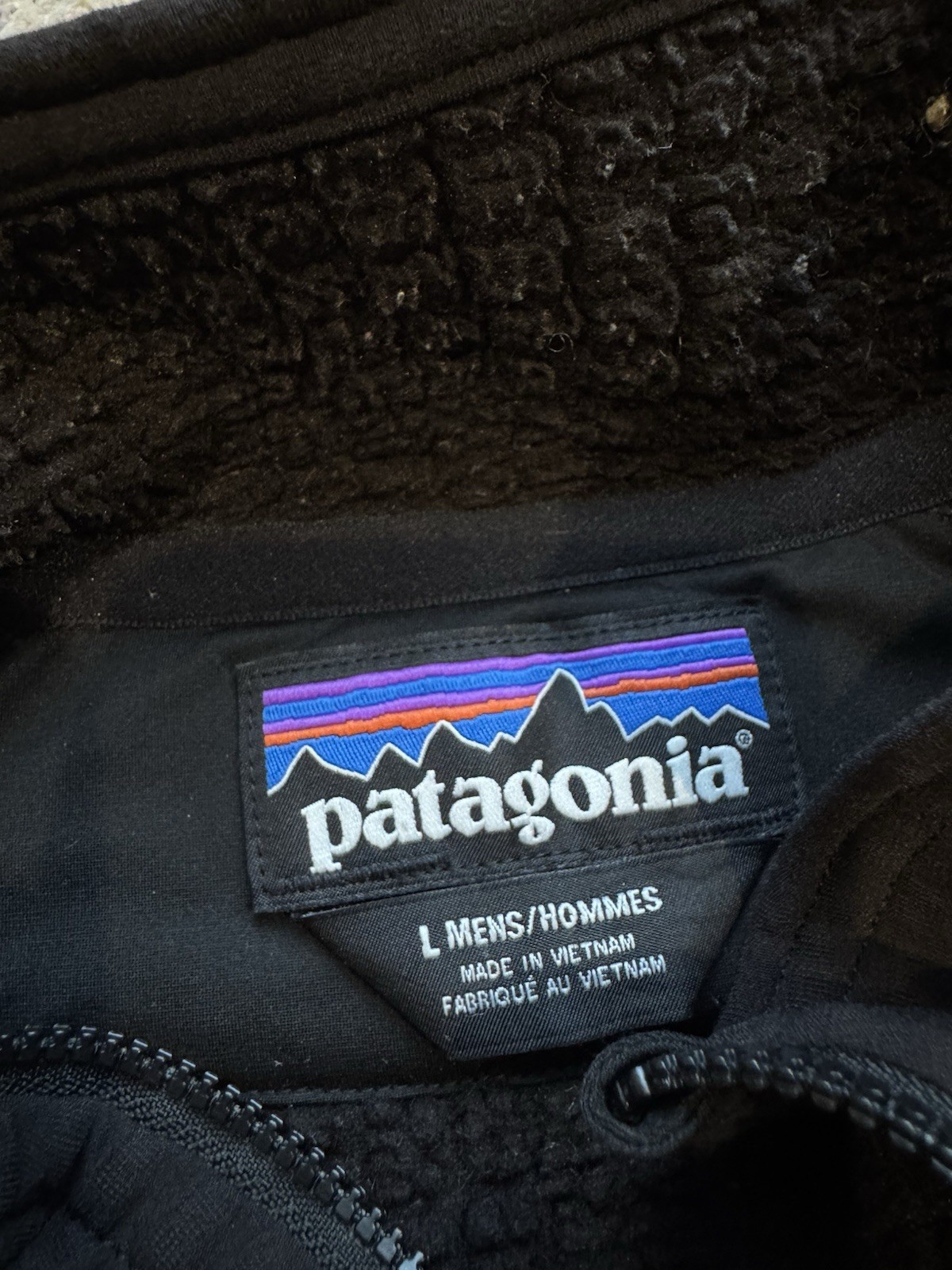 Patagonia Jacket Mens Large Black Regulator R2 TechFace Full Zip Hiking Logo
