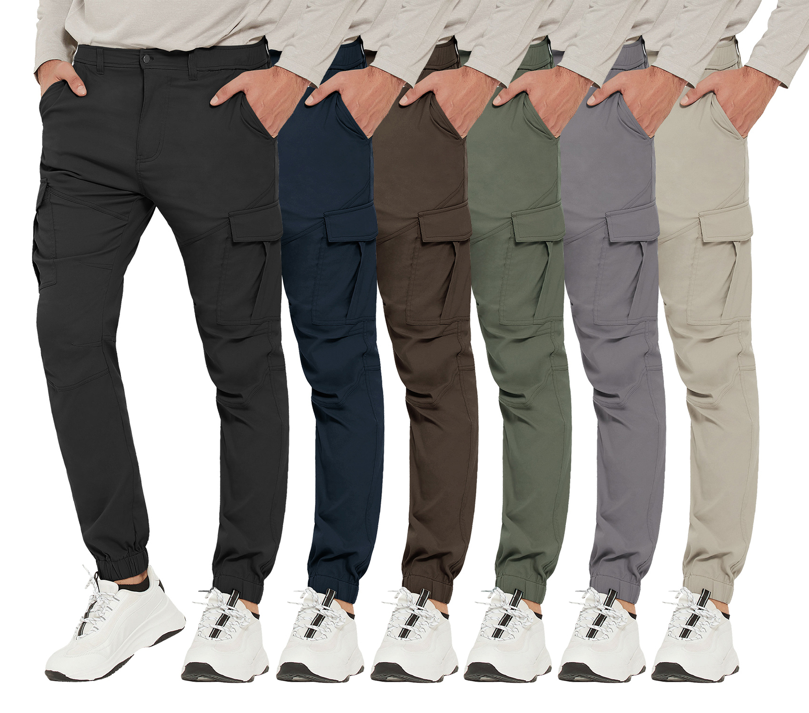 Men’s Work Cargo Pants Stretch Waterproof Combat Hiking Casual Joggers Trousers