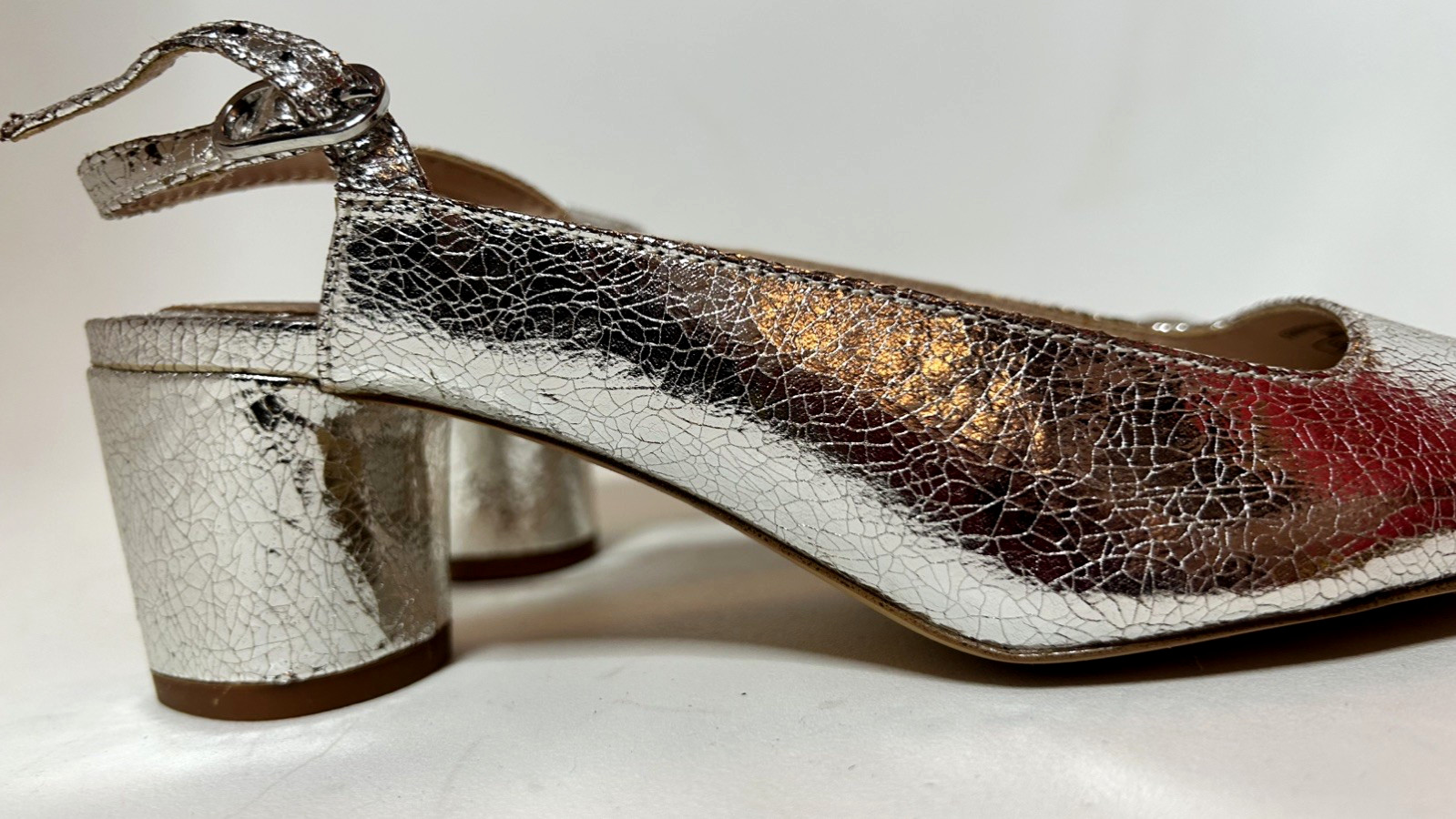 Zara Womens Leather Slingbacks in Silver Metallic Size 38 / US 7 1/2