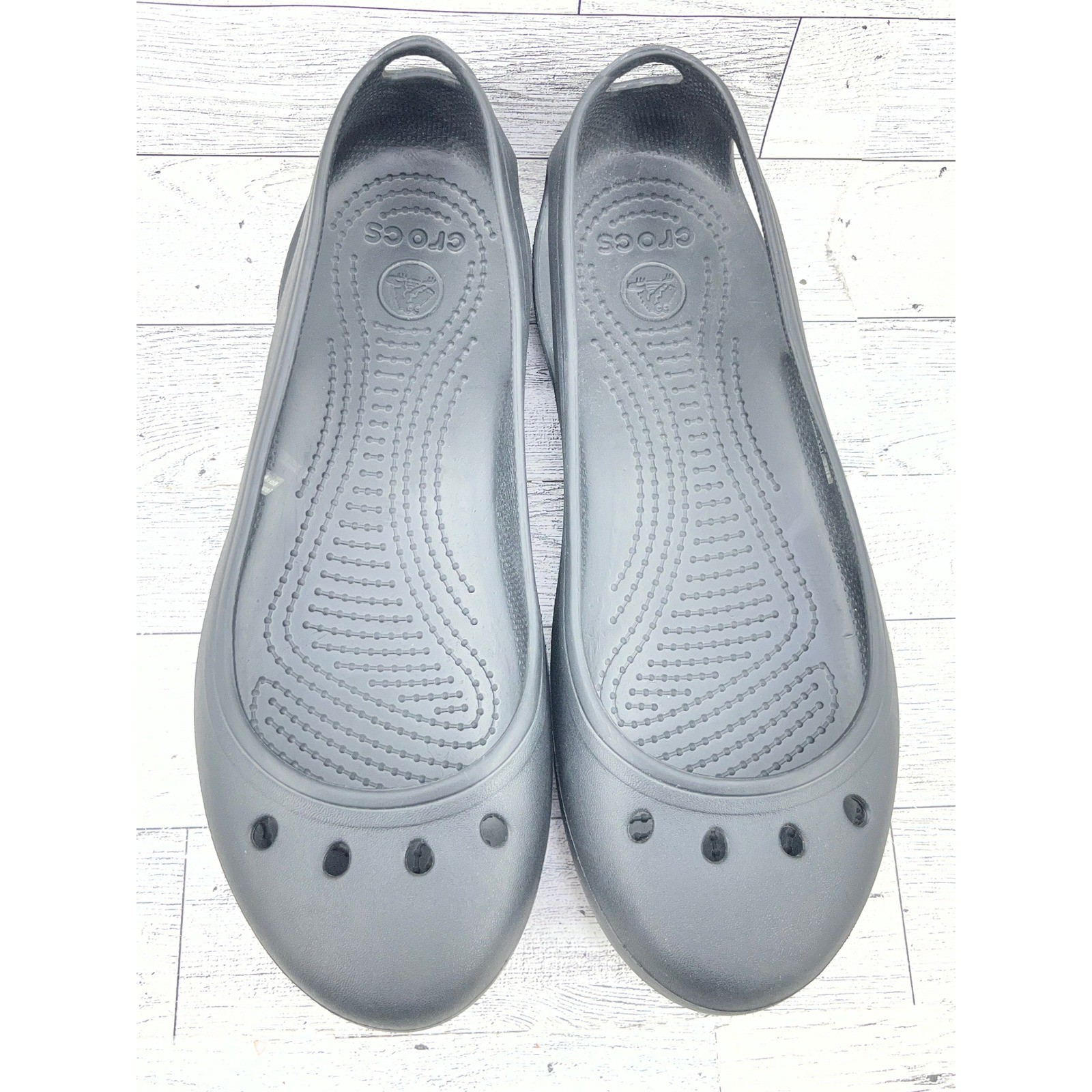 Crocs Kadee Women Black Ballet Flats Comfort Slip On Shoes Size 8 11215