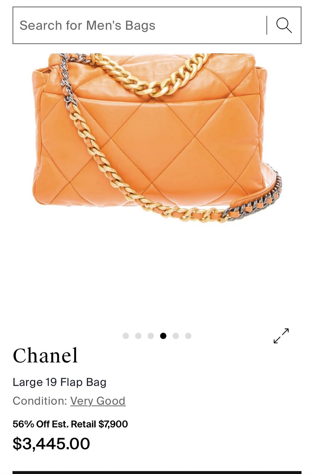 CHANEL 19 Large Quilted Flap Bag Orange/Caramel Gold-Tone Chain Strap