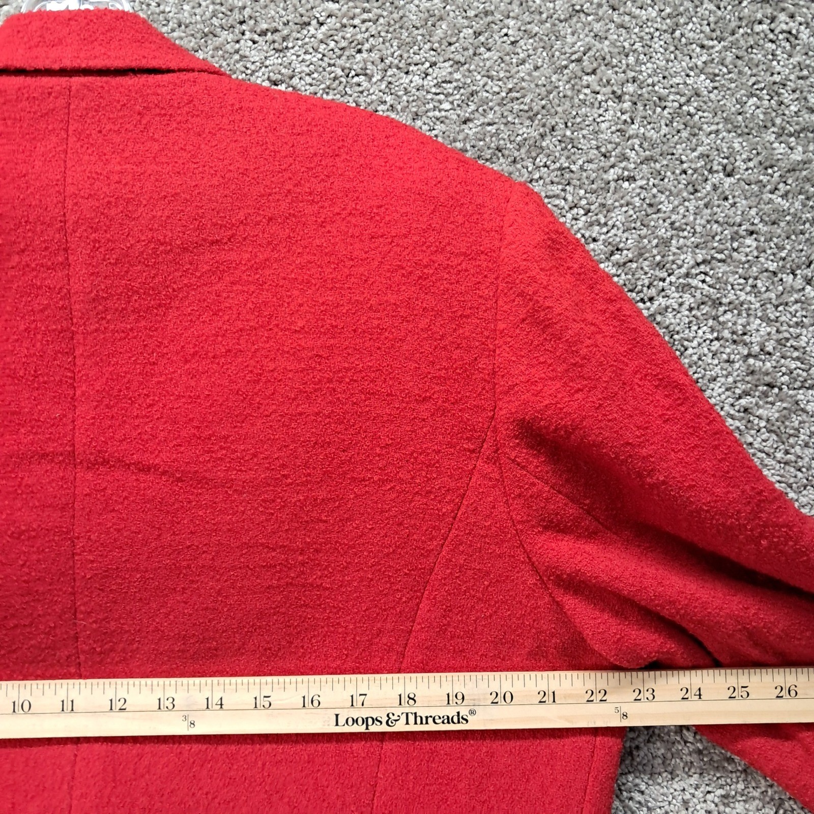 Talbots Womens Red Italian Wool Blend Boucle Blazer Jacket Size 18 Single Button