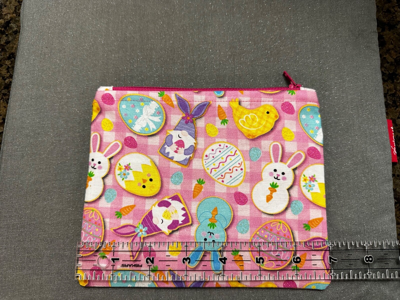 Easter Print Zipper Bags Homemade approximately 7”x5.5”