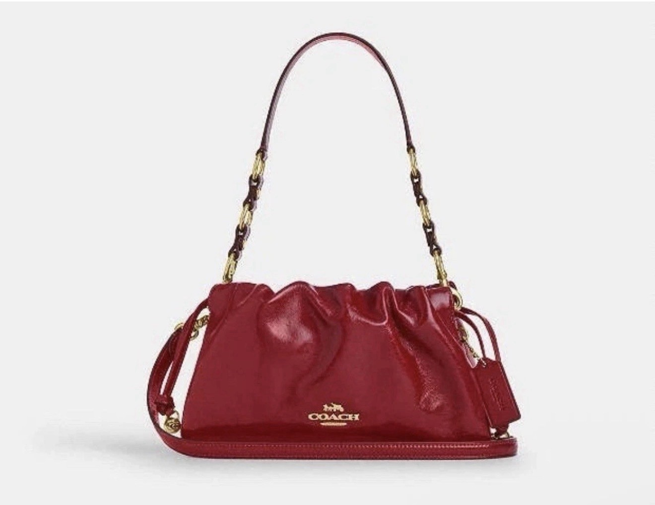 NWT Coach Faye Shoulder/Crossbody Bag In Glazed Leather/Dark Cardinal CCE39