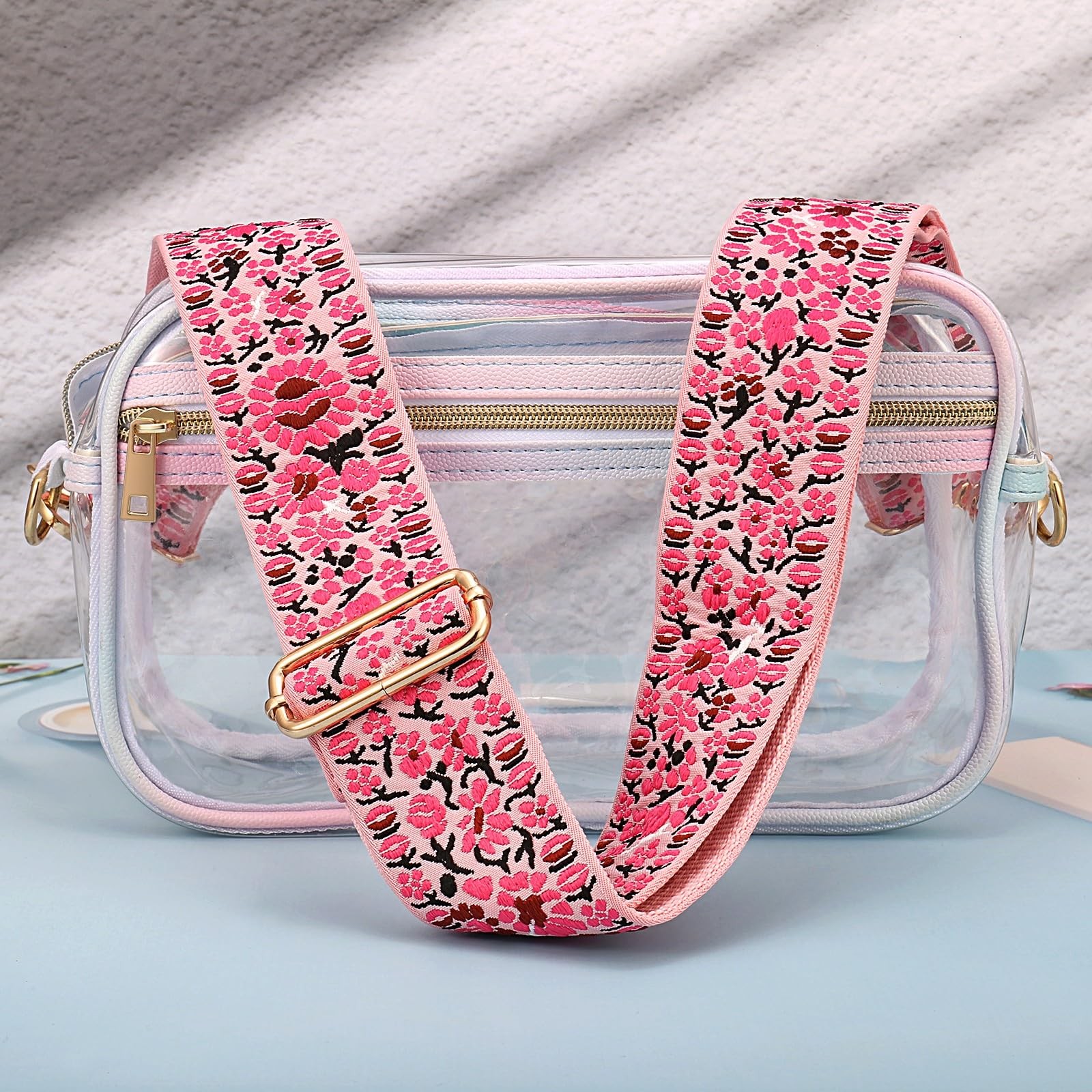 Flower Purse Strap Replacement Embroidery Crossbody Wide Shoulder Strap Adjus…