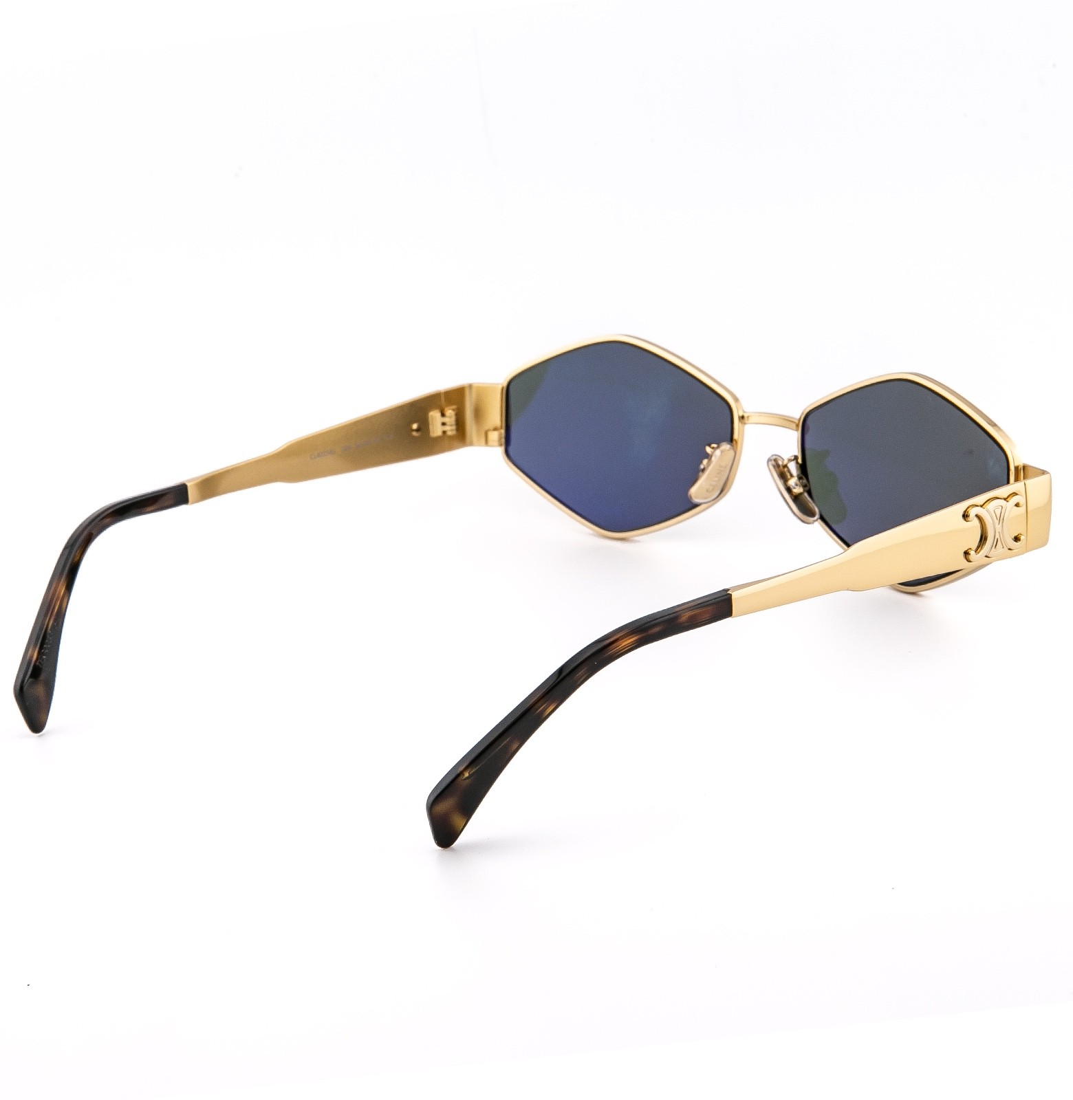 CELINE CL40254U 40254 METAL TRIOMPHE Gold Green Oval Unisex Sunglasses 30N