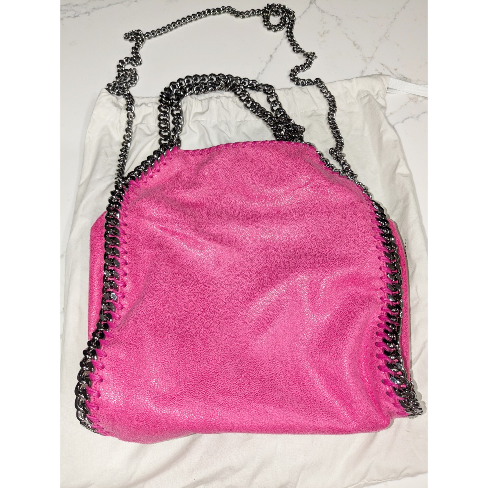 Stella McCartney Falabella Mini Tote Bag In Fuchsia Shaggy Deer Authentic NEW