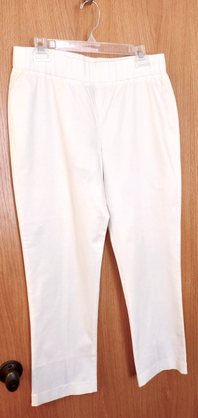 MING WANG White Twill Pants Stretch Waist S NWT!