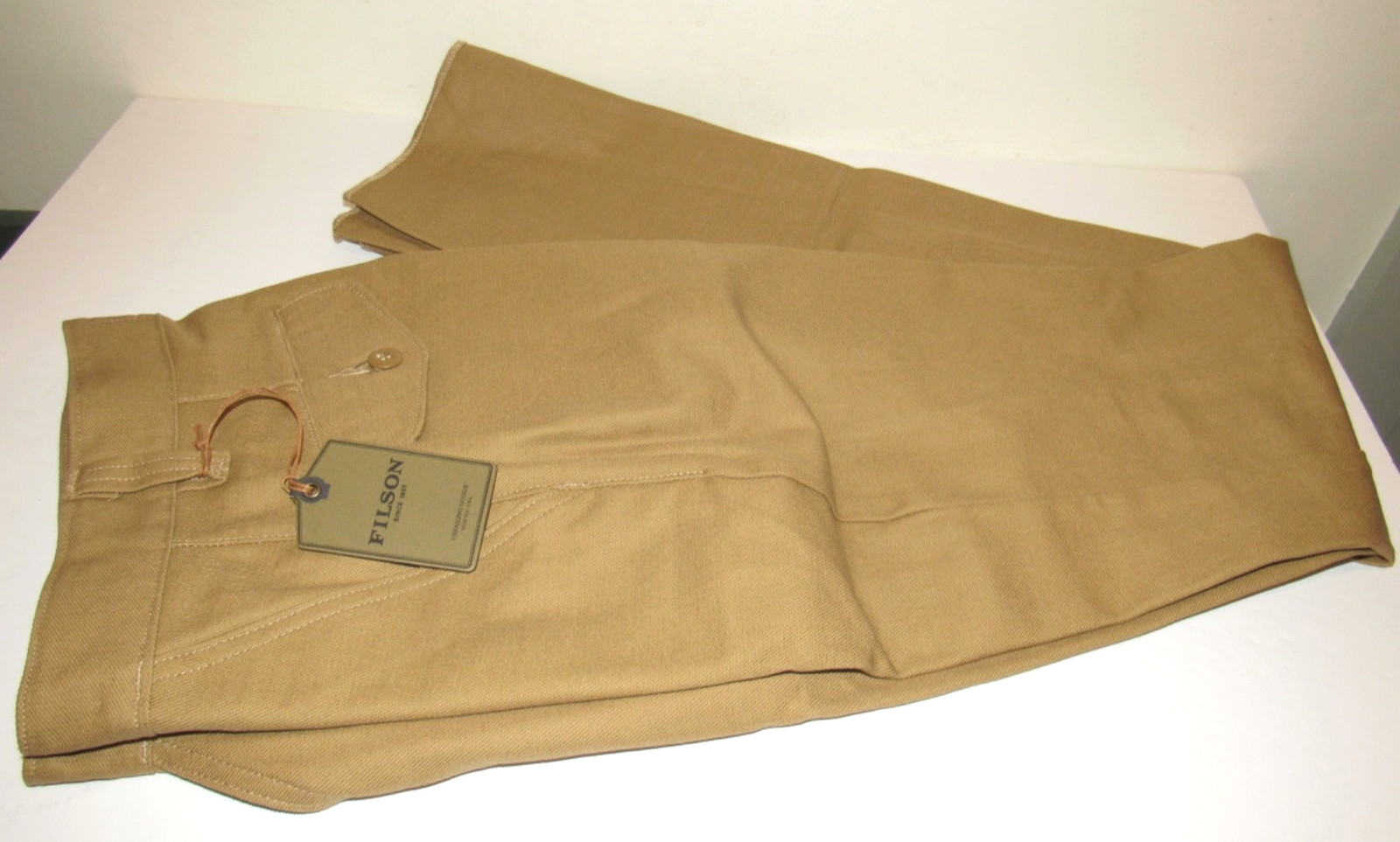 Filson Fenimore Mens Twill Pants 28 Inch Unhemmed Brown Khaki Cotton Twill NEW