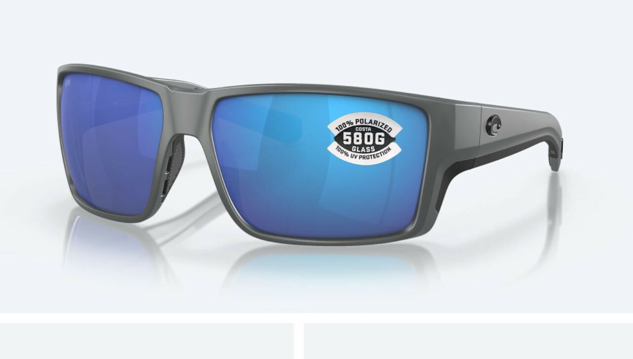 Costa Del Mar Reefton Pro Matte Gray / Blue Mirror Polarized Glass 580G – NEW