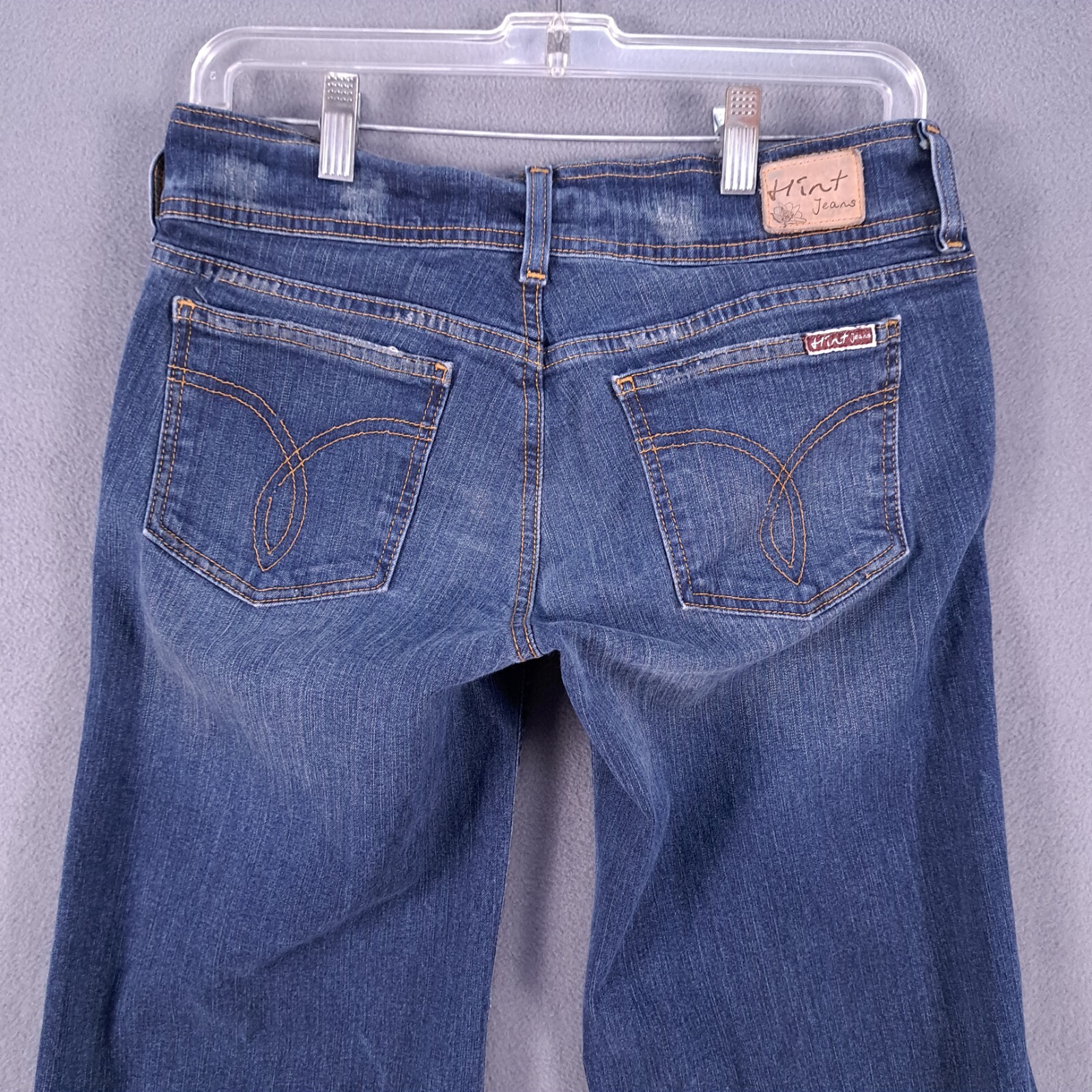 Hint Jeans Womens Juniors 7 Blue Stretch Denim Cropped Flare Leg Grunge