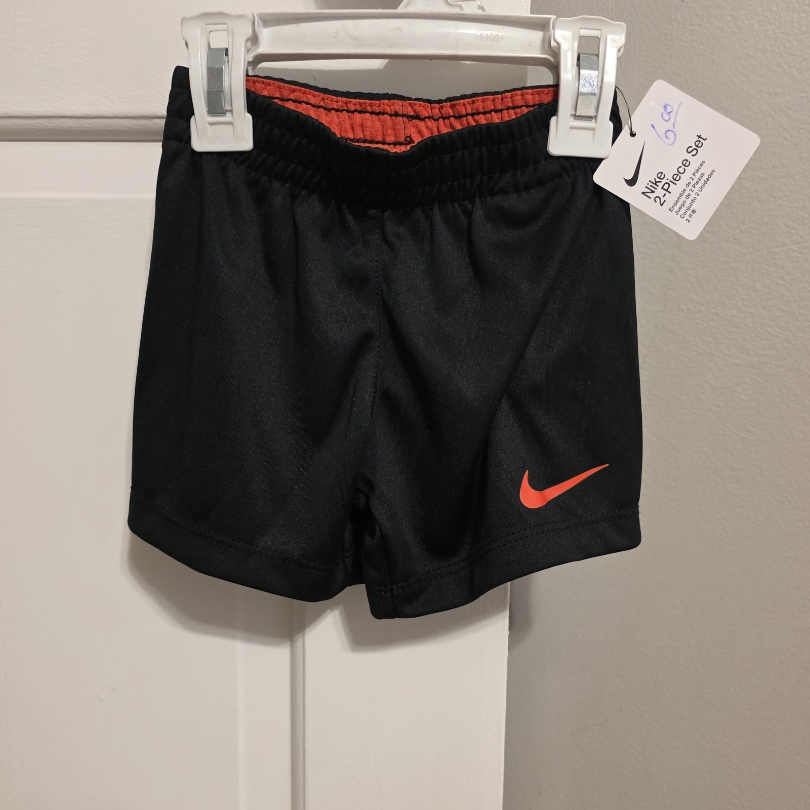 Nike Baby Infant Shorts Black w/Red Swoosh Size 12 Months elastic band 74-80 CM