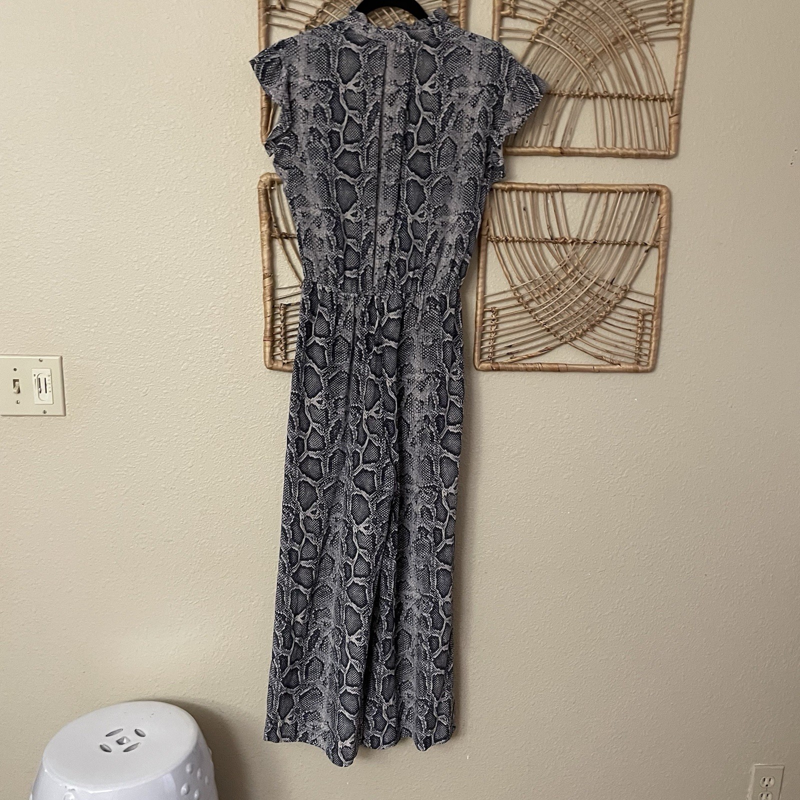 REBECCA TAYLOR Silk Snake Print Jumpsuit Wide Leg Pockets $495 Posh Chic 6 B10