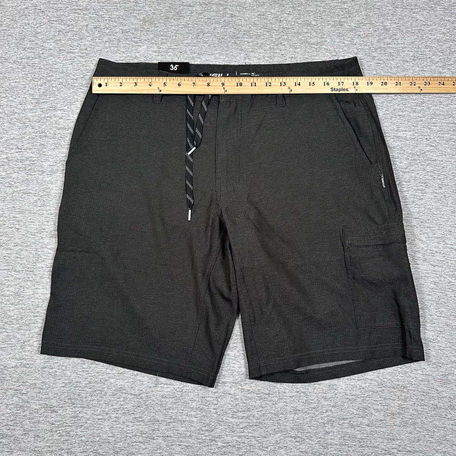 O’Neill Hybrid Crossover Shorts Mens 36 Black Gray Drawstring Stretch Travel NEW