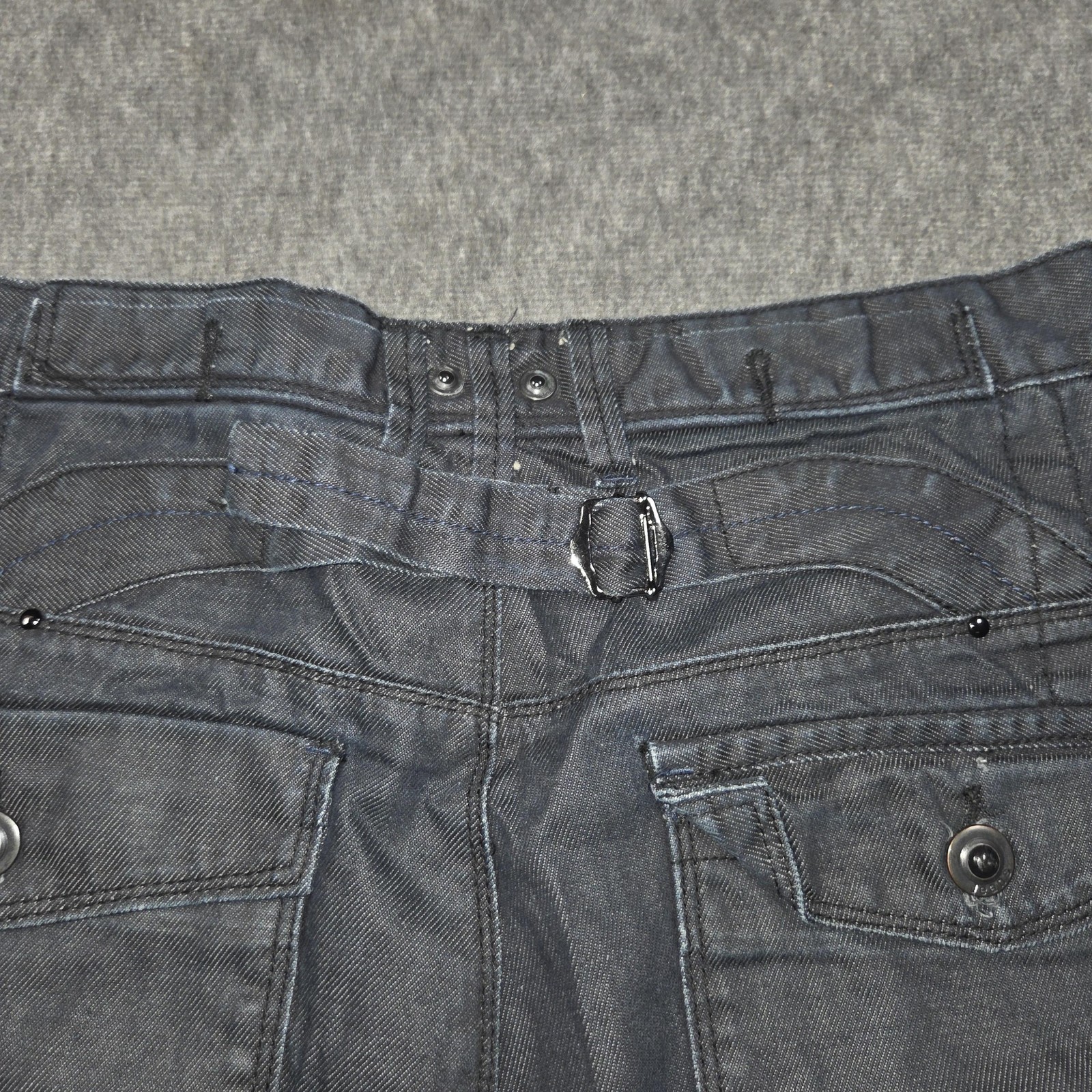 G-Star RAW Jeans Mens 36×32 Blue 3301 Straight Denim Belted Pockets Dark Wash