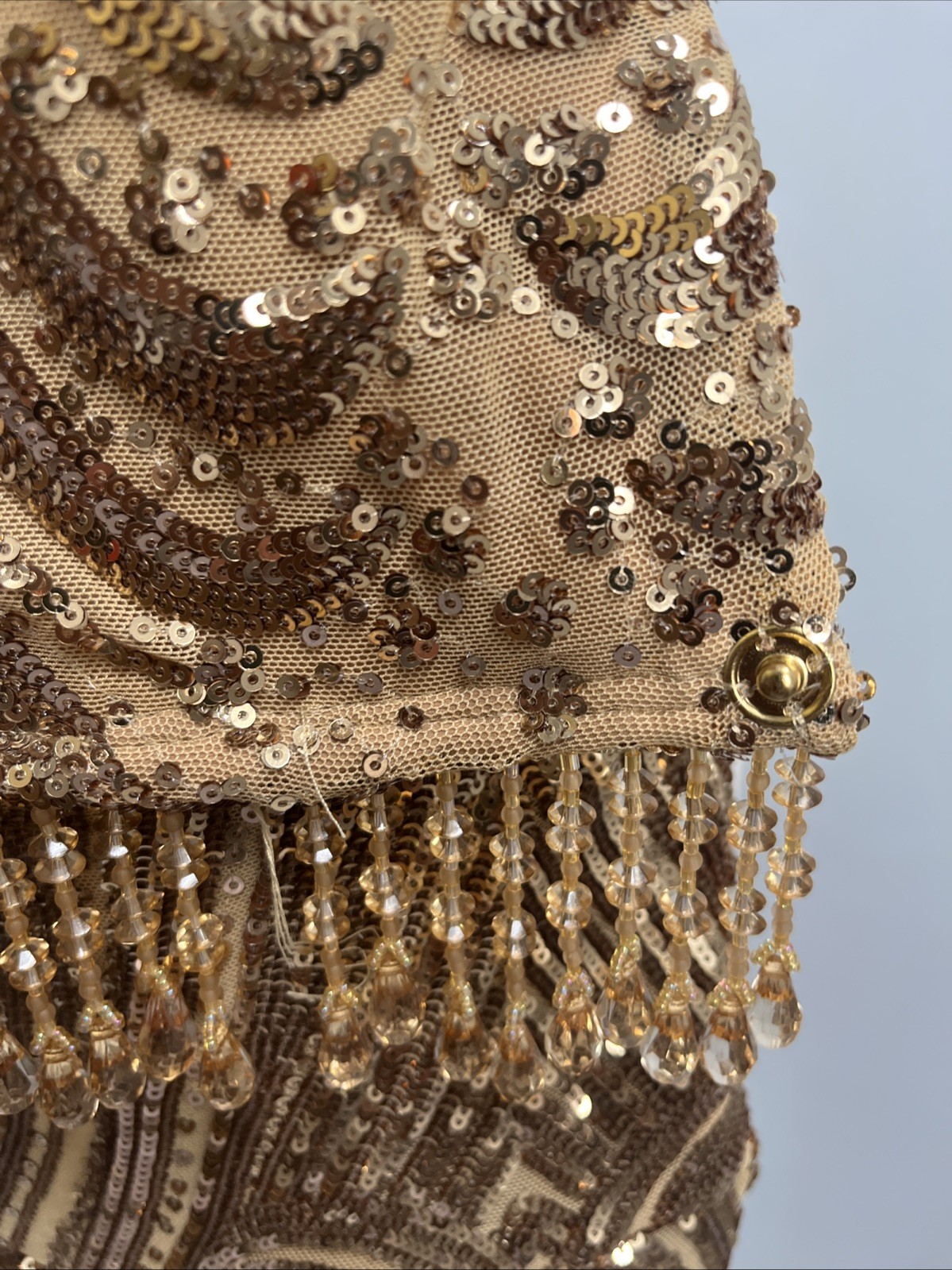 Nicolas Mendoza Women’s Gold Sequin Pants / Backless Top 2 Piece Set Size NA