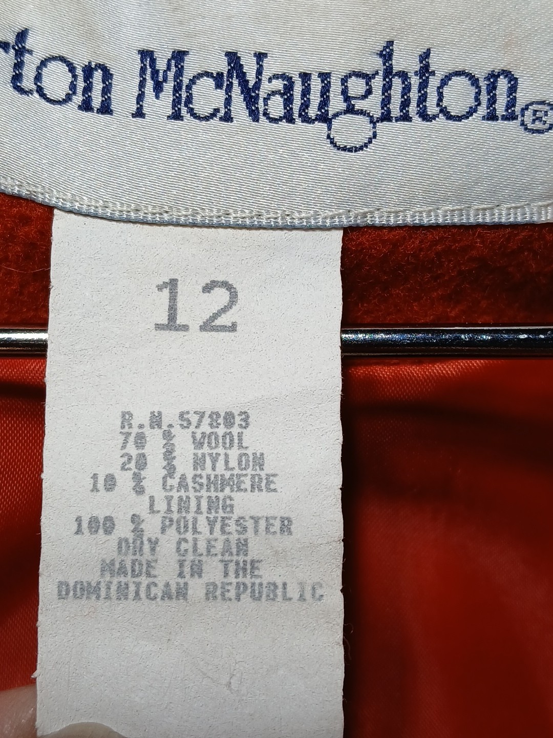 Norton McNaughton Jacket Size 12 Wool/Cashmere Full Zip Burnt Orange Soft A-Line