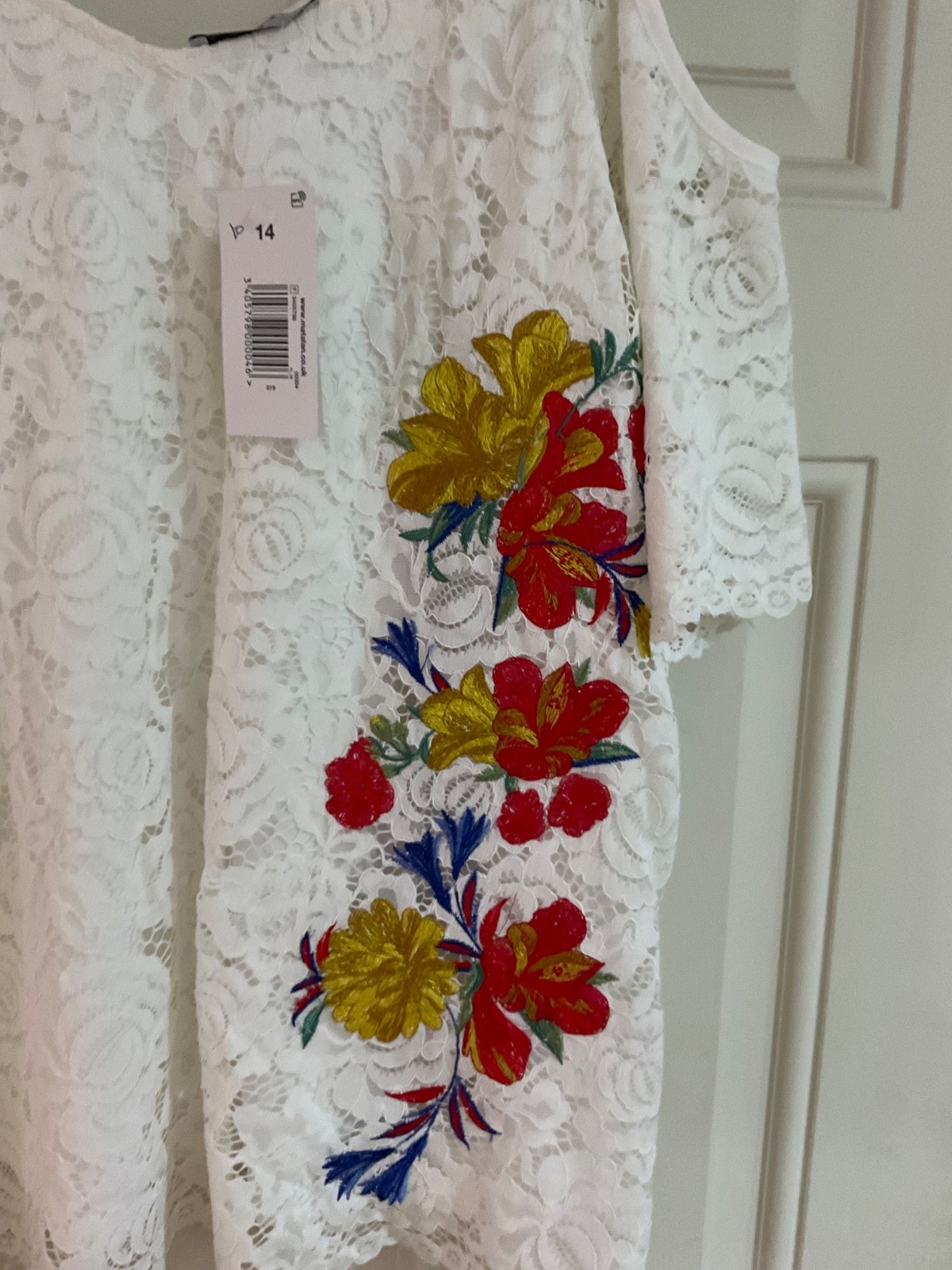 New Soon Matalan Lagenlook Ivory Floral Lace Stretch Blouson Top – Size 14 BNWT