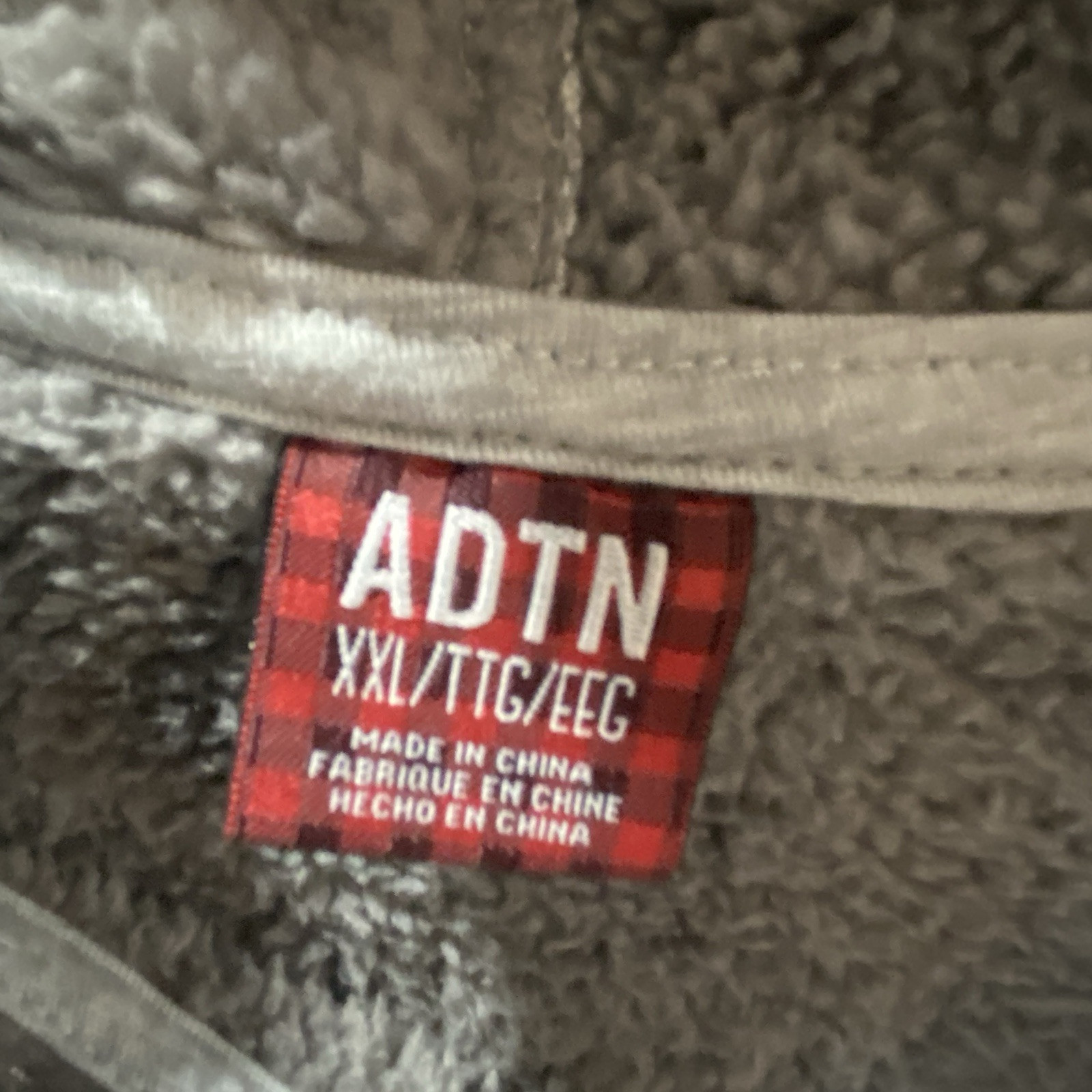 ADTN Fleece Hoodie Christmas Men’s XXL Gray Full Zip Sherpa Lined Pockets