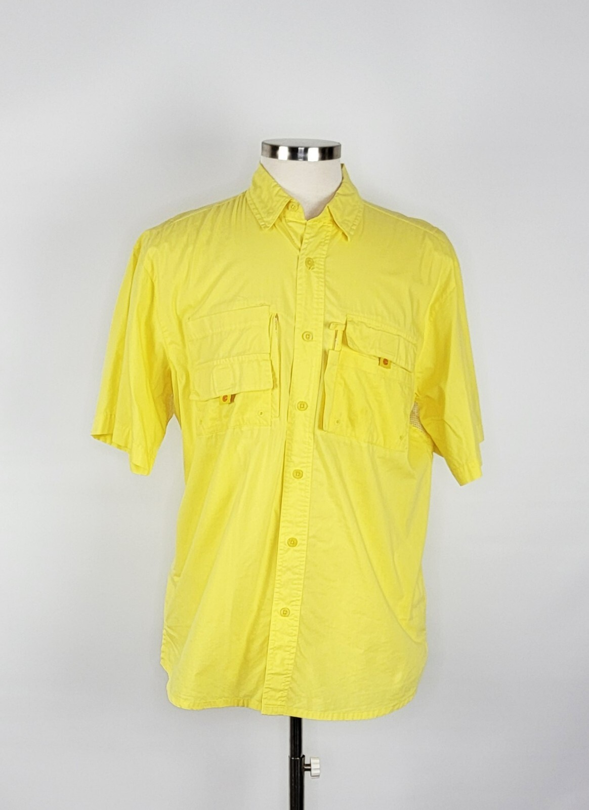 Crew Tech Yellow Nanotex UPF 40 Button Front Shirt Men’s Size Large