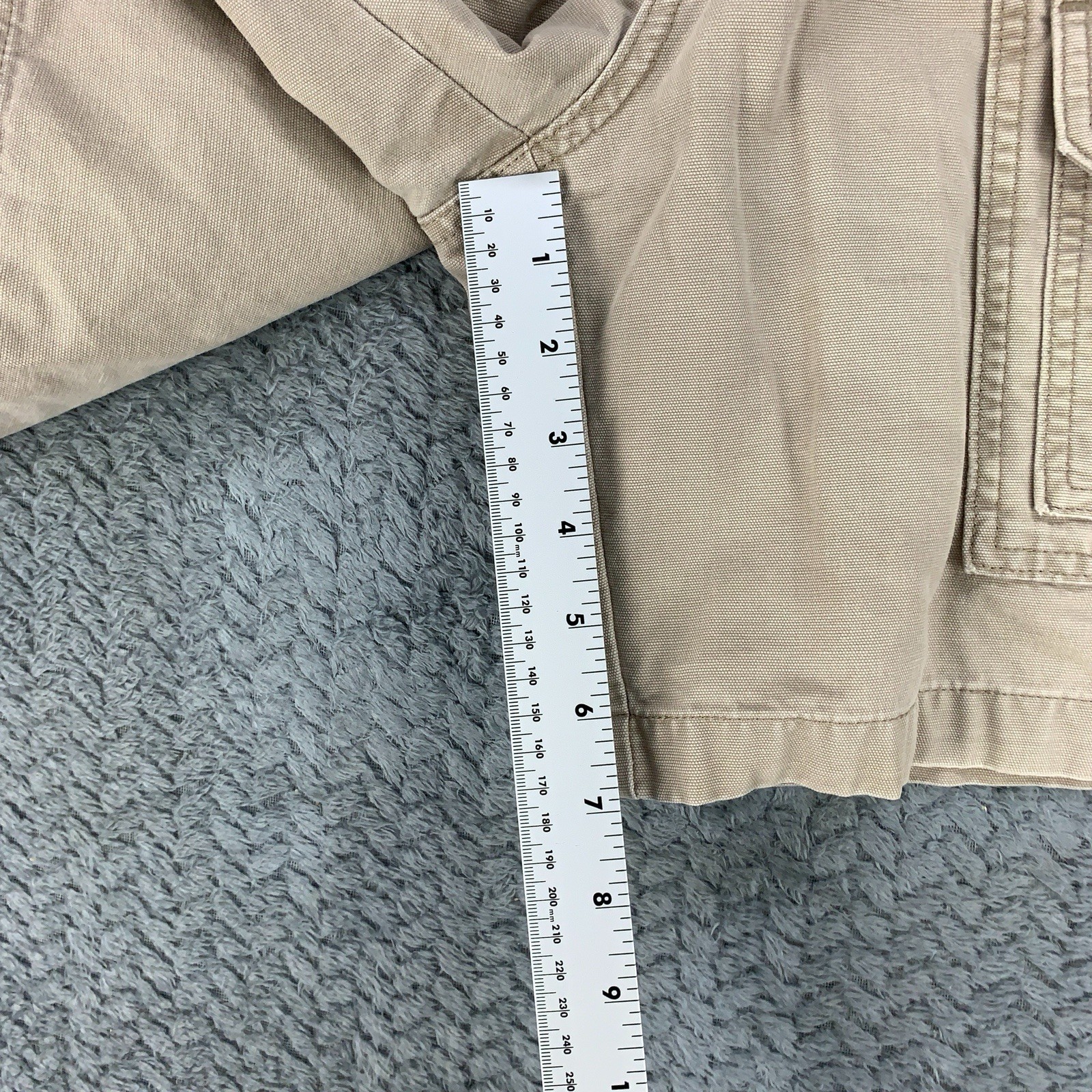 Savane Safari Cargo Shorts Mens Size 32 Beige Khaki Canvas Elastic Waist