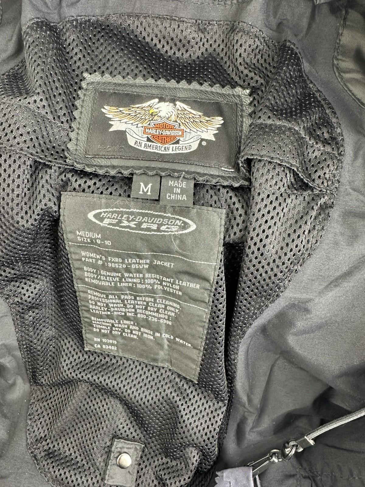Harley-Davidson FXRG Leather Jacket Womens M Moto Biker 98520-05VW Armor