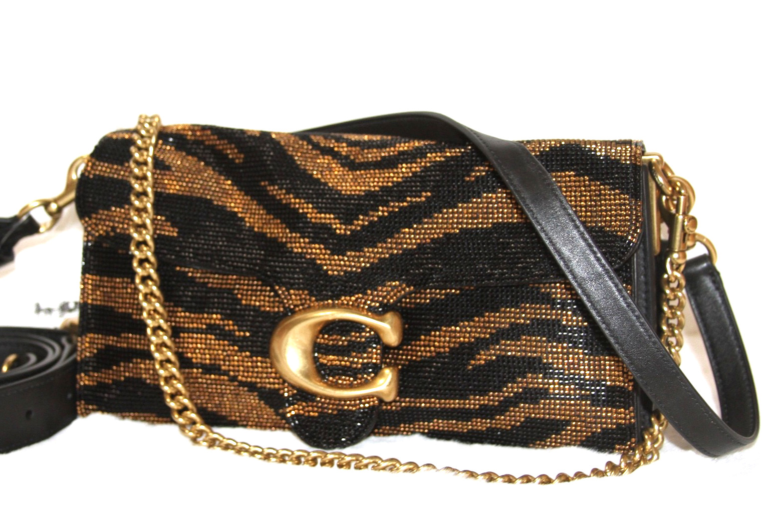 NWT COACH Beaded Tiger Tabby Shoulder Bag 26 Crossbody Purse Limited Edition