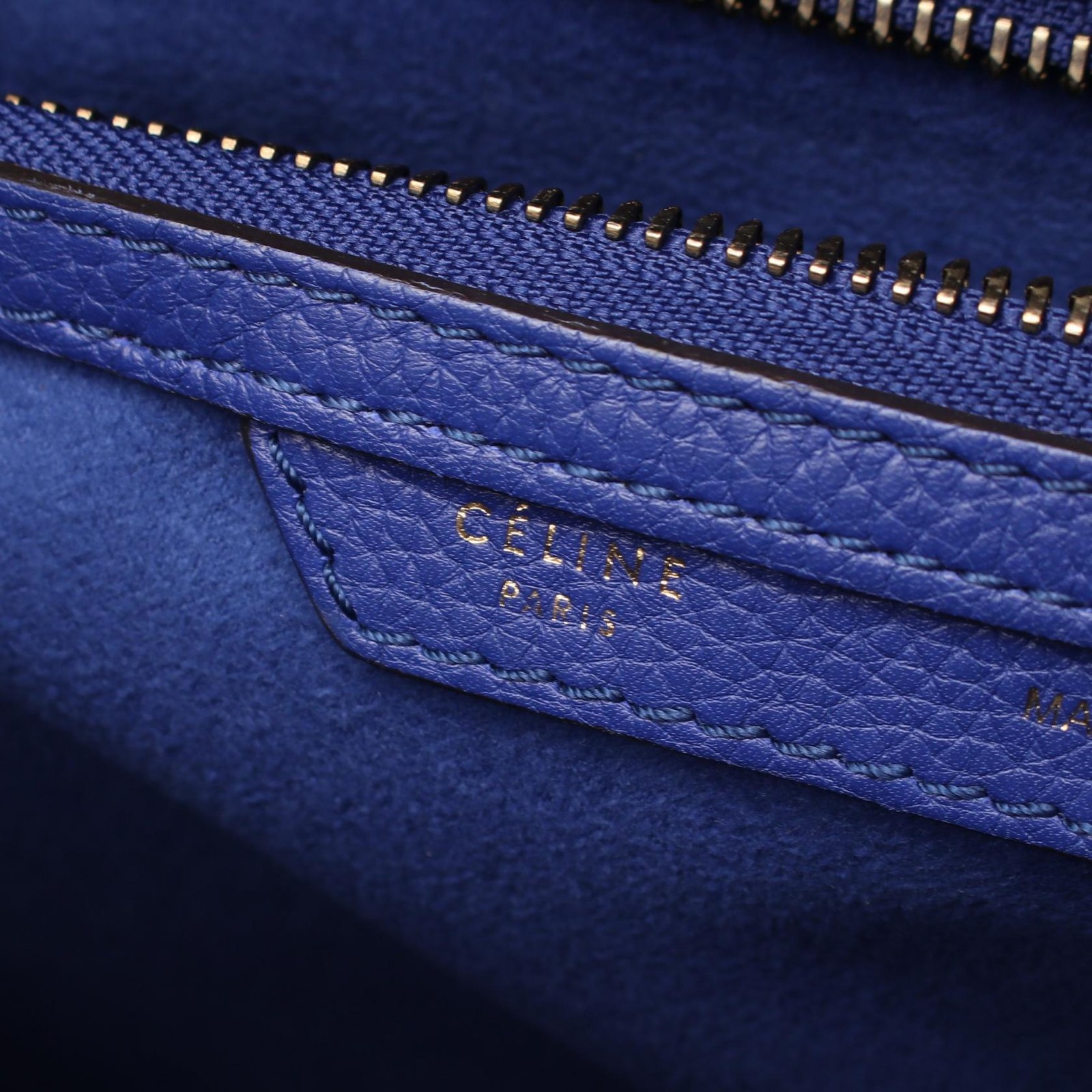 CELINE Luggage mini shopper Handbag 165213 leather Blue Used Women