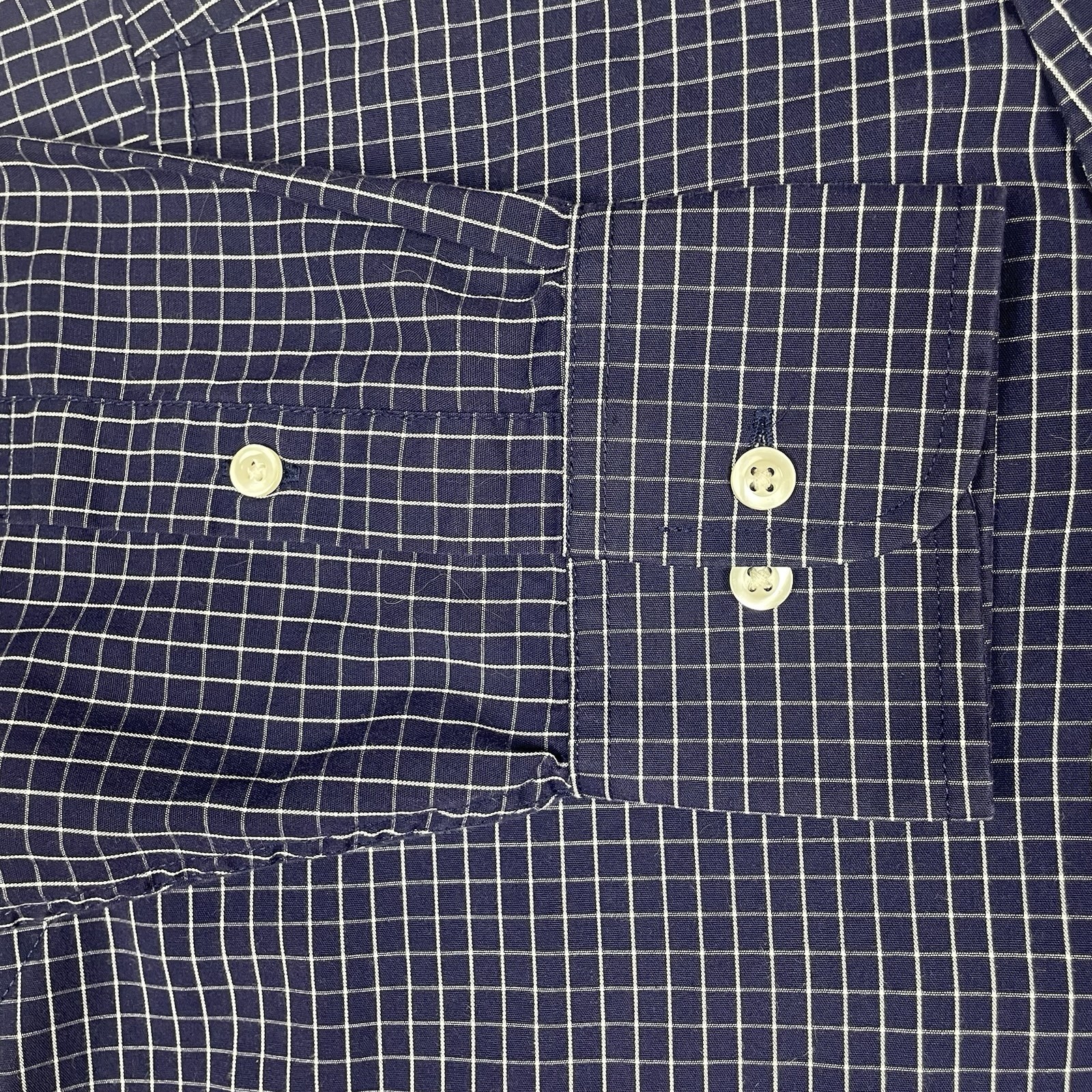 Chaps Shirt Men’s Medium Long Sleeve Button Down Blue Plaid Wrinkle Free