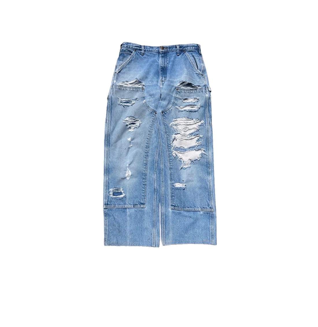 Faded Y2K light wash denim carhartt double knees pants