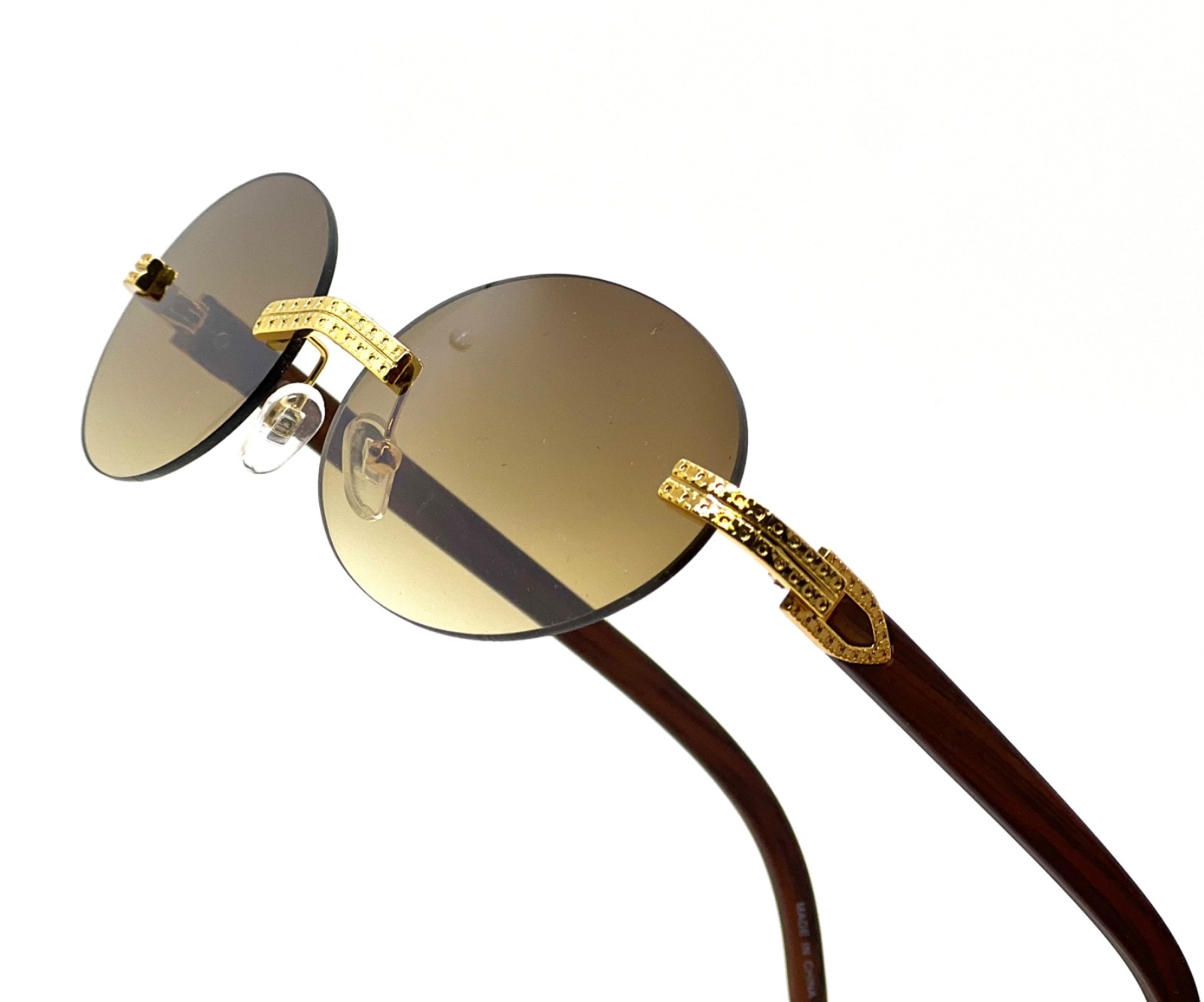 Small Brown Gradient Lens Sunglasses Gold Metal Frame Women Light weight Comfort