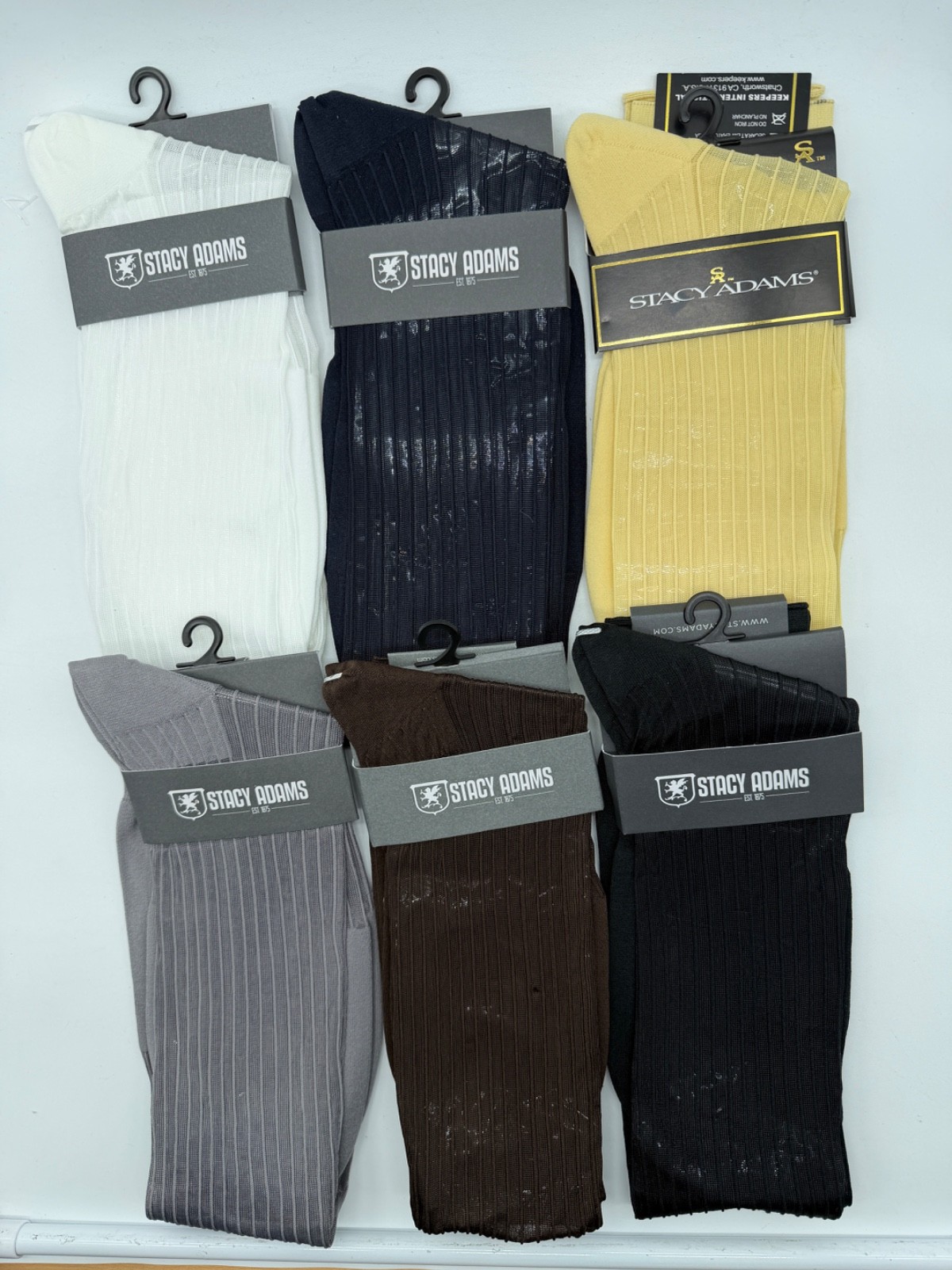 NEW ONE PAIRS STACY ADAMS OVER THE CALF SLICk SILKY RIBBED MEN’S DRESS SOCKS