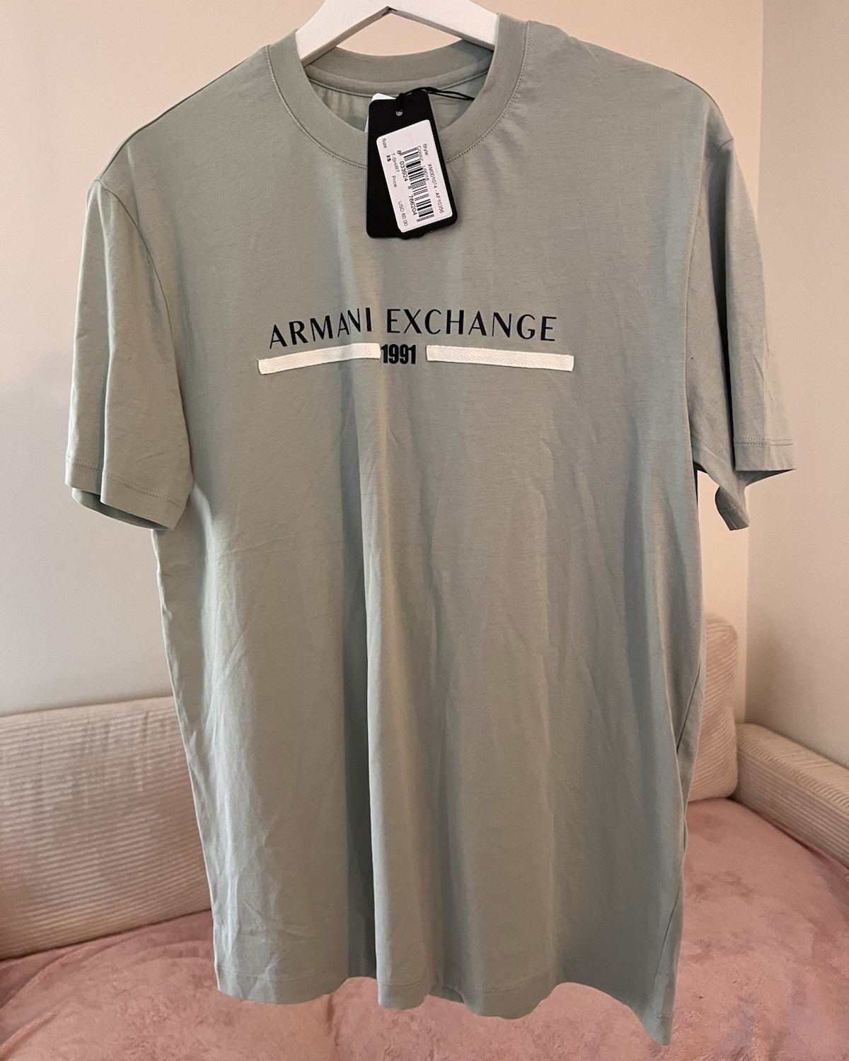 Armani Exchange Men’s XS Regular Green Crew Neck Short Sleeve Graphic Logo Tee