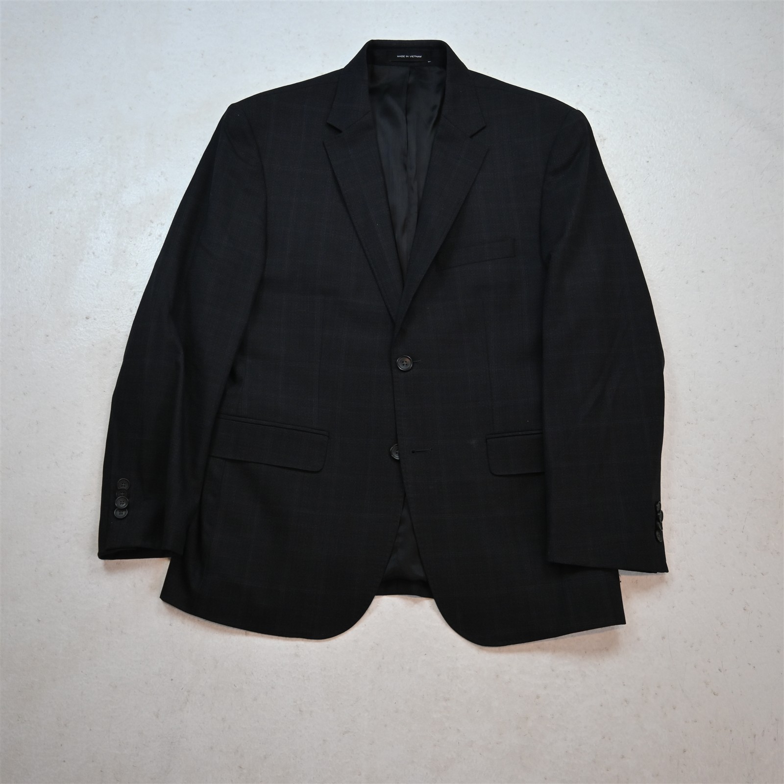 Kenneth Cole 40S Black Check Stretch Wool Mens Blazer Suit Jacket Sport Coat