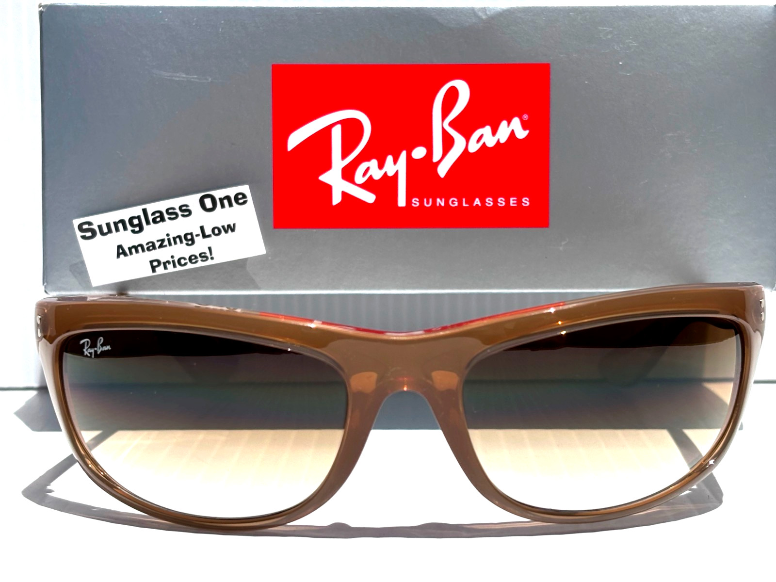 Ray Ban BALORAMA Opal Light Brown GRADIENT Brown Lens Sunglass RB 4089 6789/51