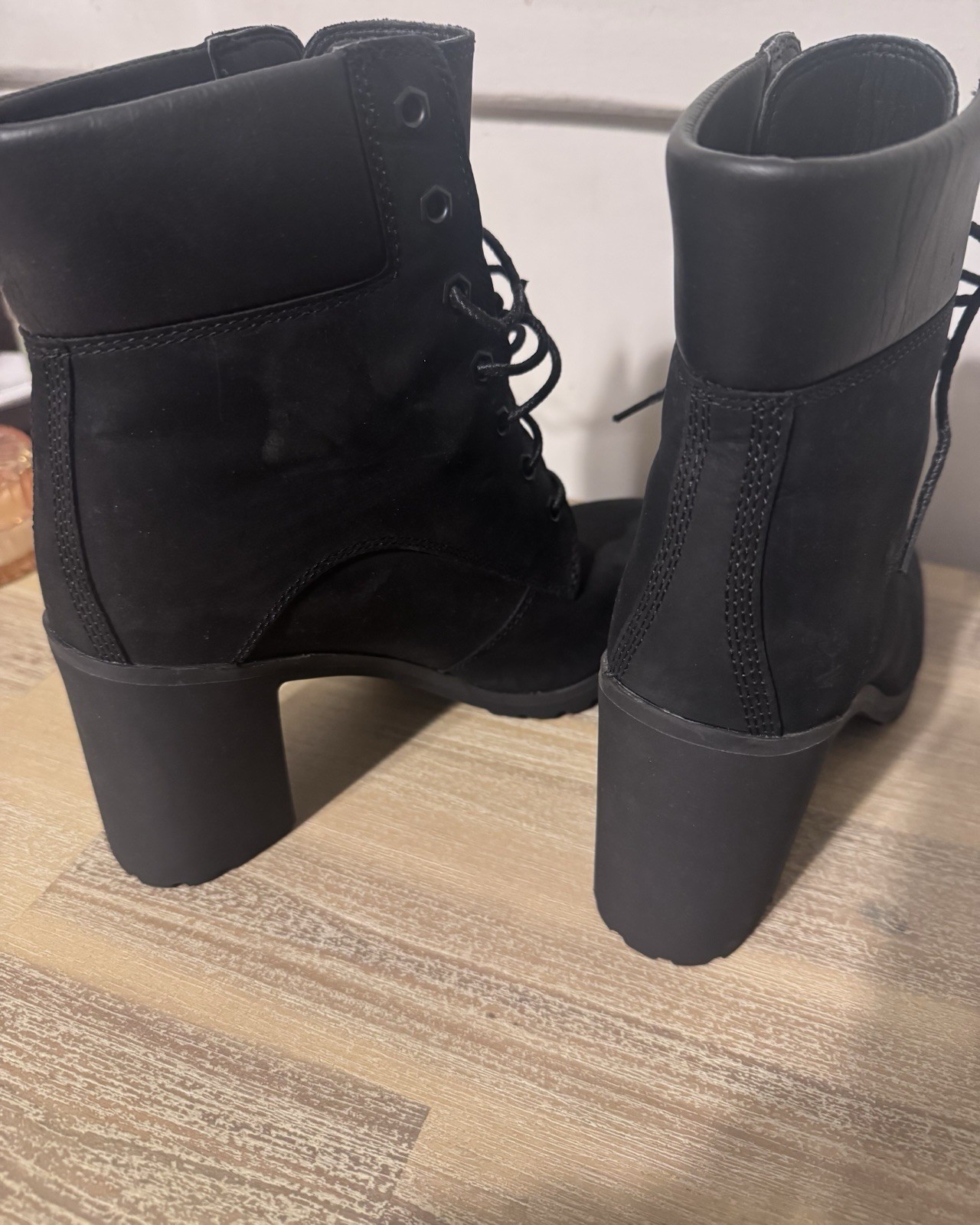 Timberland OrthoLite Black Lace-Up Ankle Bootie Leather Round Toe US 8.5