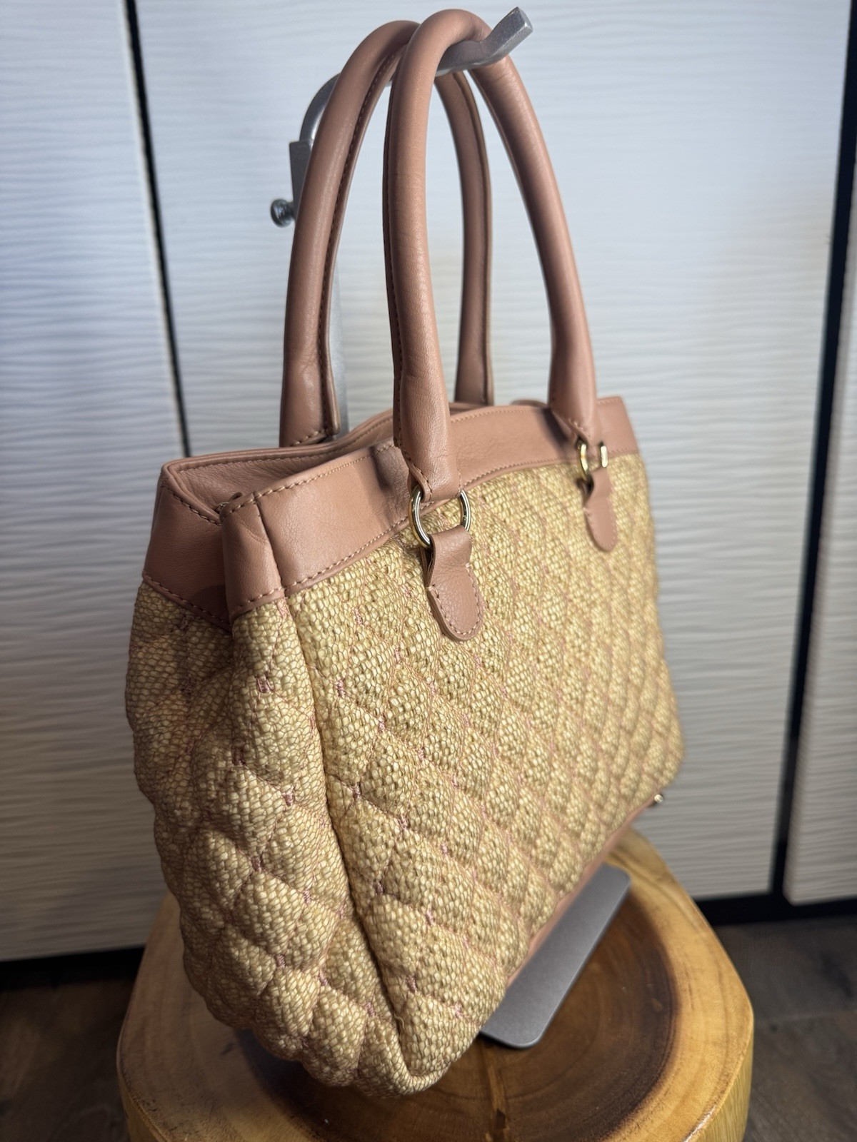 RED VALENTINO Quilted Mesh And Leather Tote Bag With Double Handles.