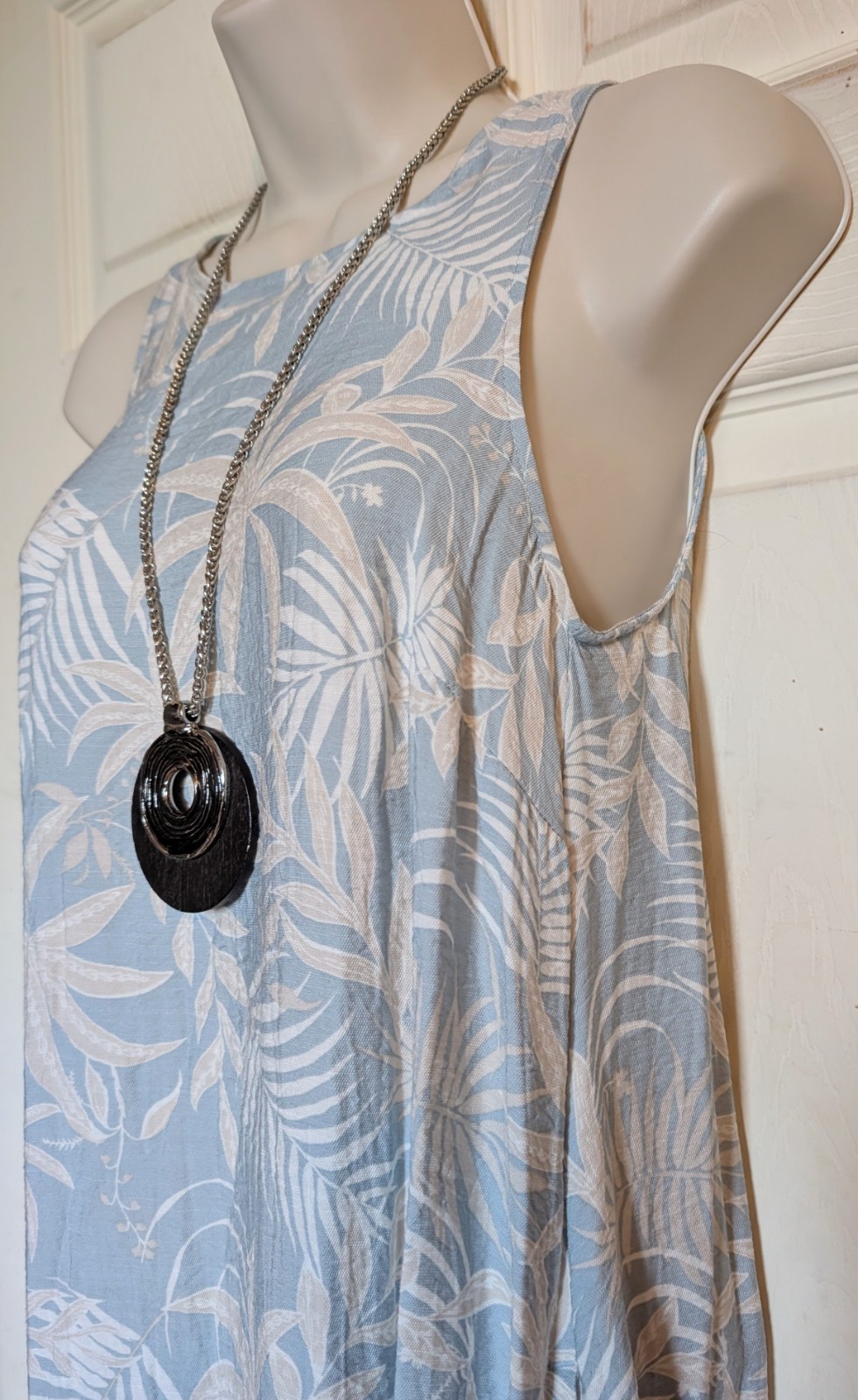 Boho lagenlook lightweight fabric palm print maxi dress sz 8 Holidays Summer