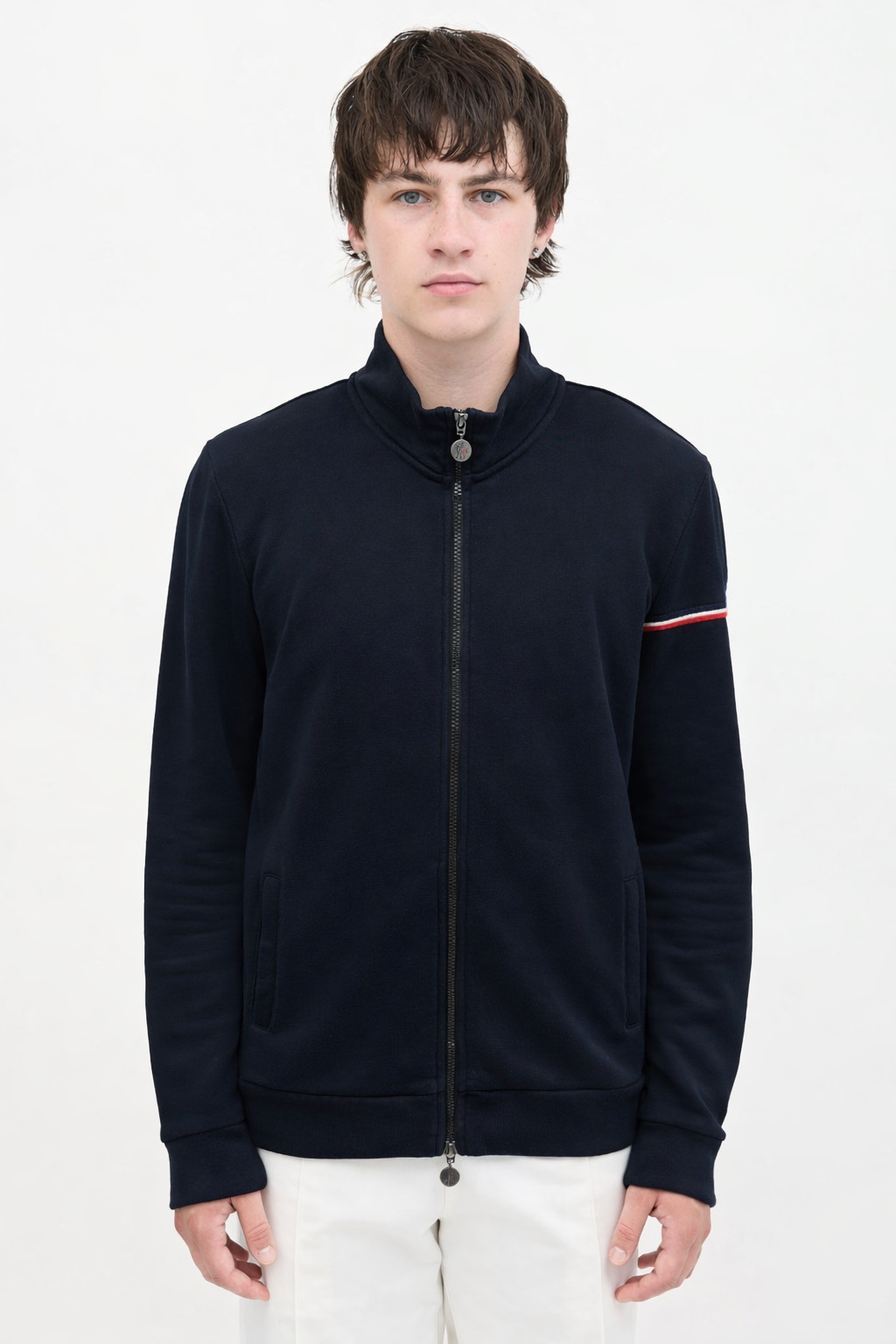 $900 MONCLER Maglia Cardigan men’s full zip Track Jacket – Navy Blue – XL