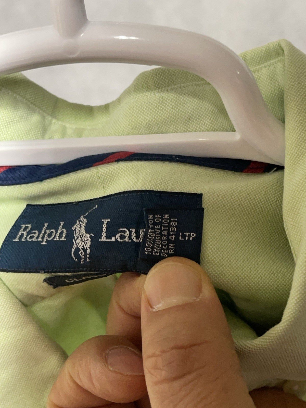 VTG Ralph Lauren Shirt Men L Green Classic OCBD Oxford Cloth Flesh Pony Casual