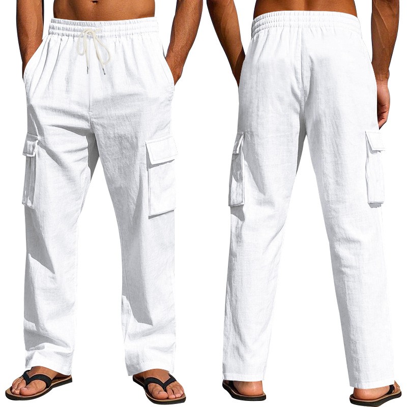 Spring Autumn Multi-Pocket Straight Leg Cargo Pants
