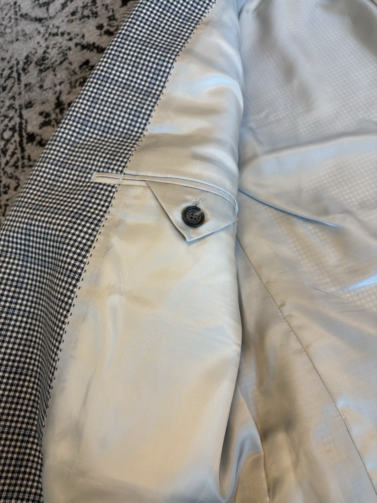 Current John W Nordstrom hounds tooth check sky blue window pane sport coat 44 R