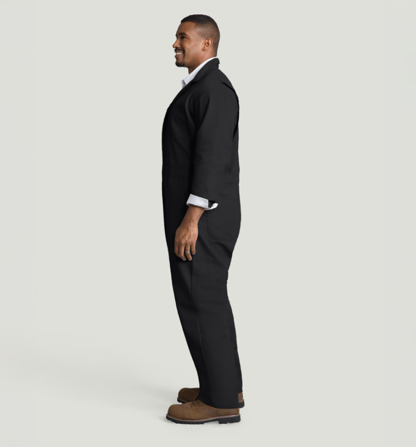 Men’s Black Industrial Work Coveralls – Long Sleeve Utility Mechanic Jumpsuit