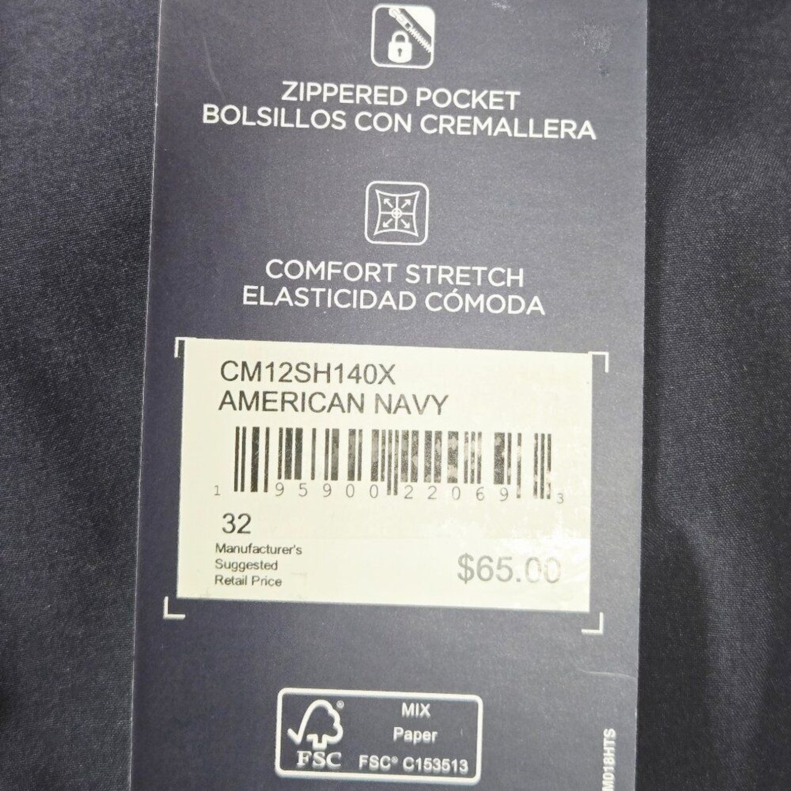 NWT MEN’S CHAPS POLY/SPANDEX COMFORT STRETCH MULTI POCKETS NAVY SHORTS 32 $65